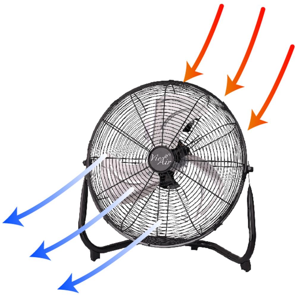 Vie Air 14" Black Metal Floor Fan with Adjustable Tilt