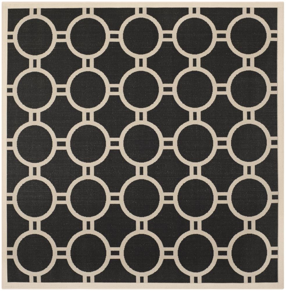 Safavieh CY6924-266-8SQ Courtyard Cannet 8 x 8 (ft) Loomed Polypropylene Black/Beige Square Indoor/Outdoor Abstract Coastal Area rug