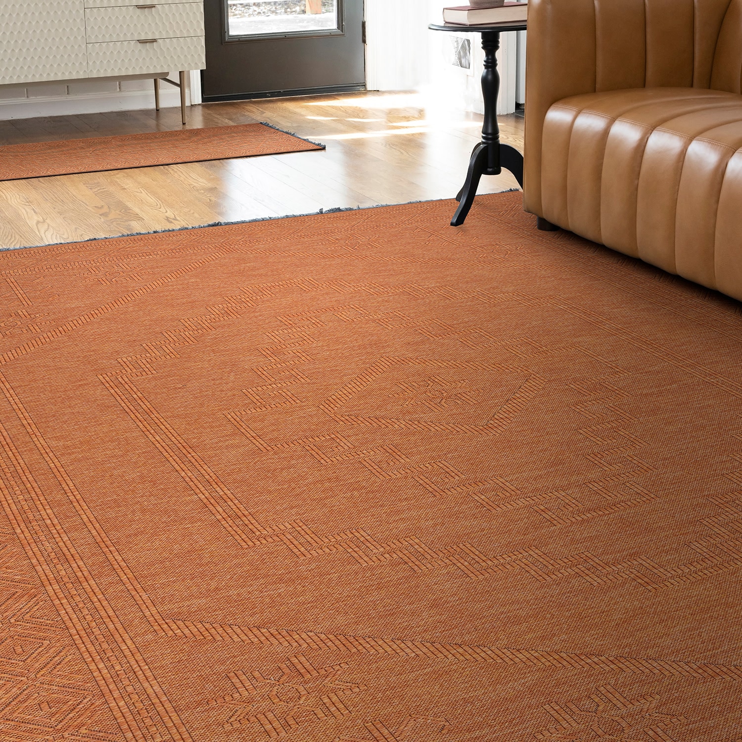 Tayse ALM2466 8X10 Alma 8 x 10 (ft) Loomed Cotton Copper Rectangular Indoor Geometric Mid-Century Modern Machine washable Area rug