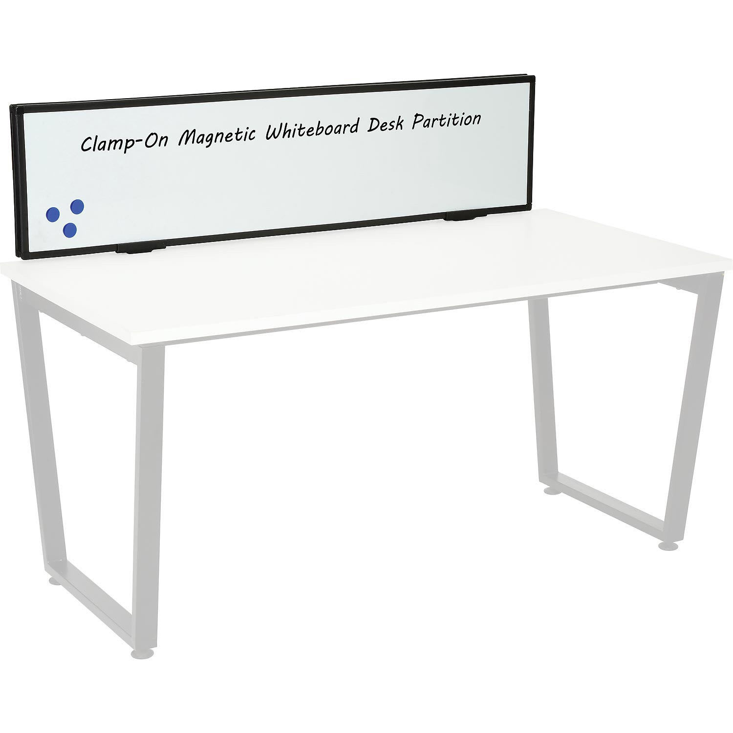 Global Industrial 695447 56-inW x 16-inH Universal Clamp-On Desk Partition Magnetic Whiteboard
