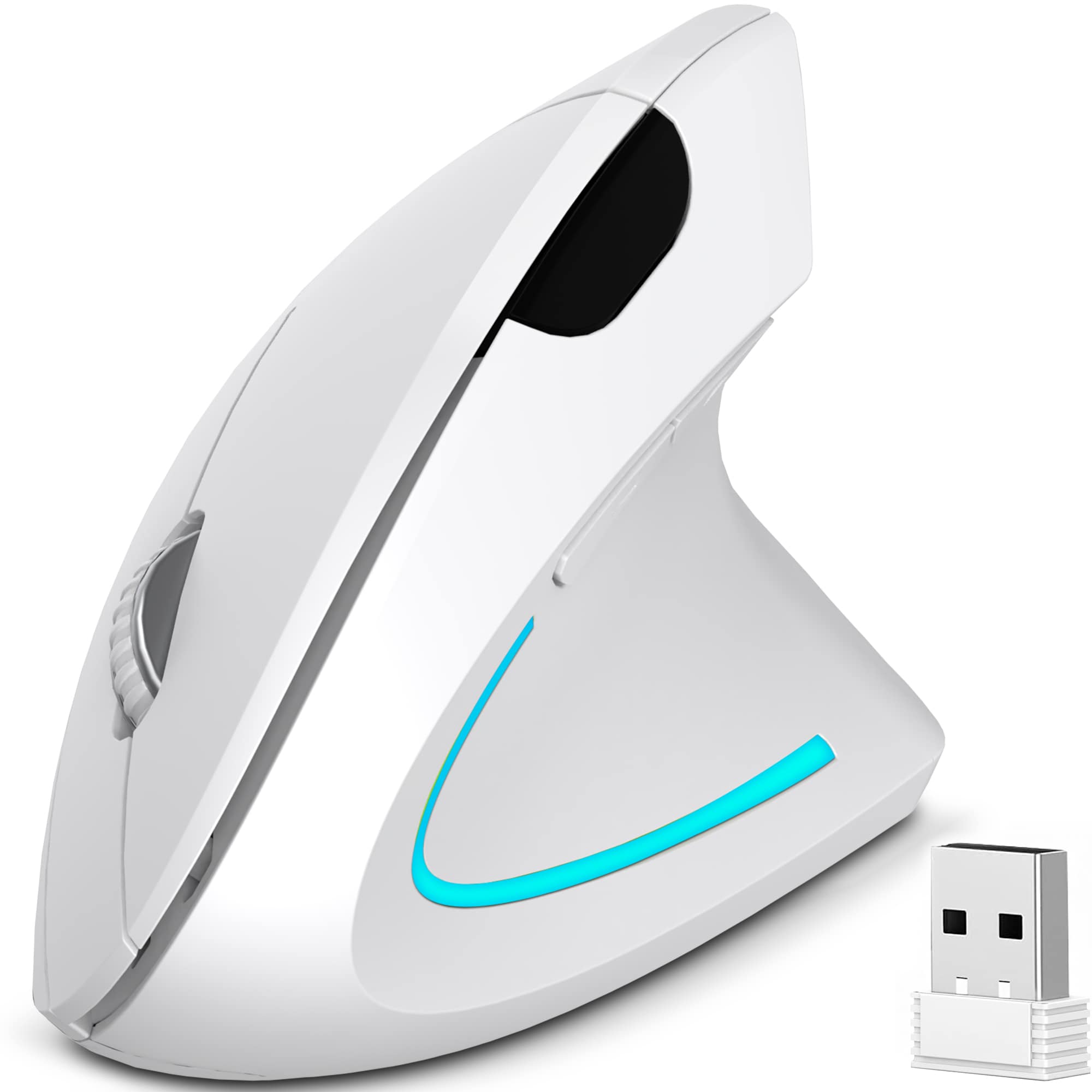 Delton S12 Vertical Ergonomic Wireless Mouse 2.4G USB Connection Computer Laptop Mouse Black #DMERG12WBWH