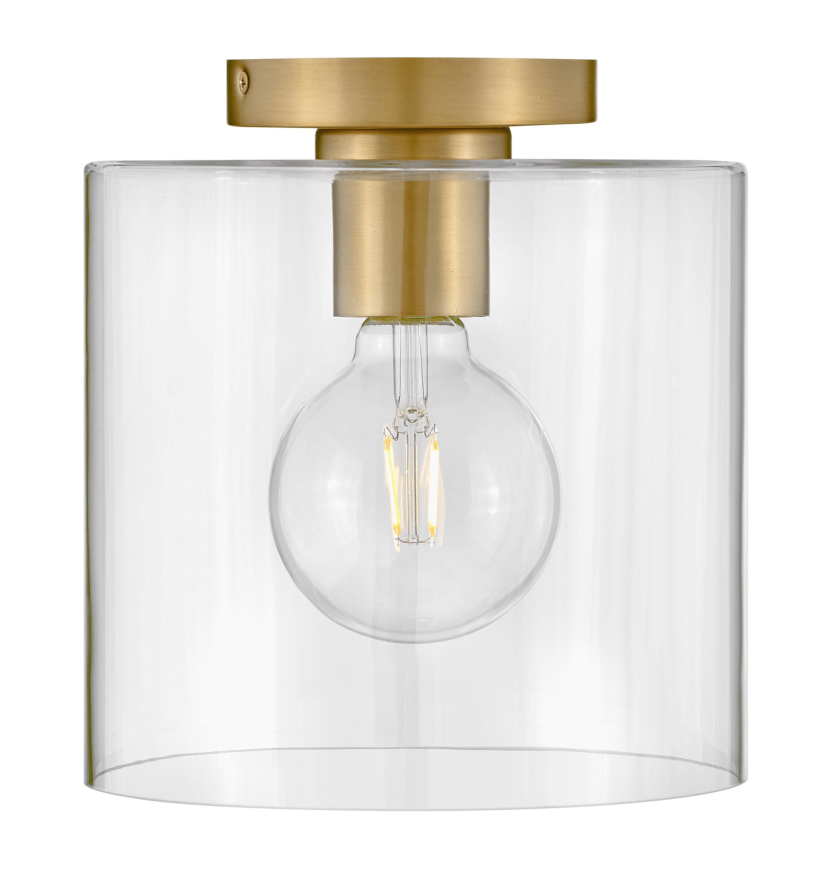 Pippa Clear Glass Brass 1-Light Flush Mount