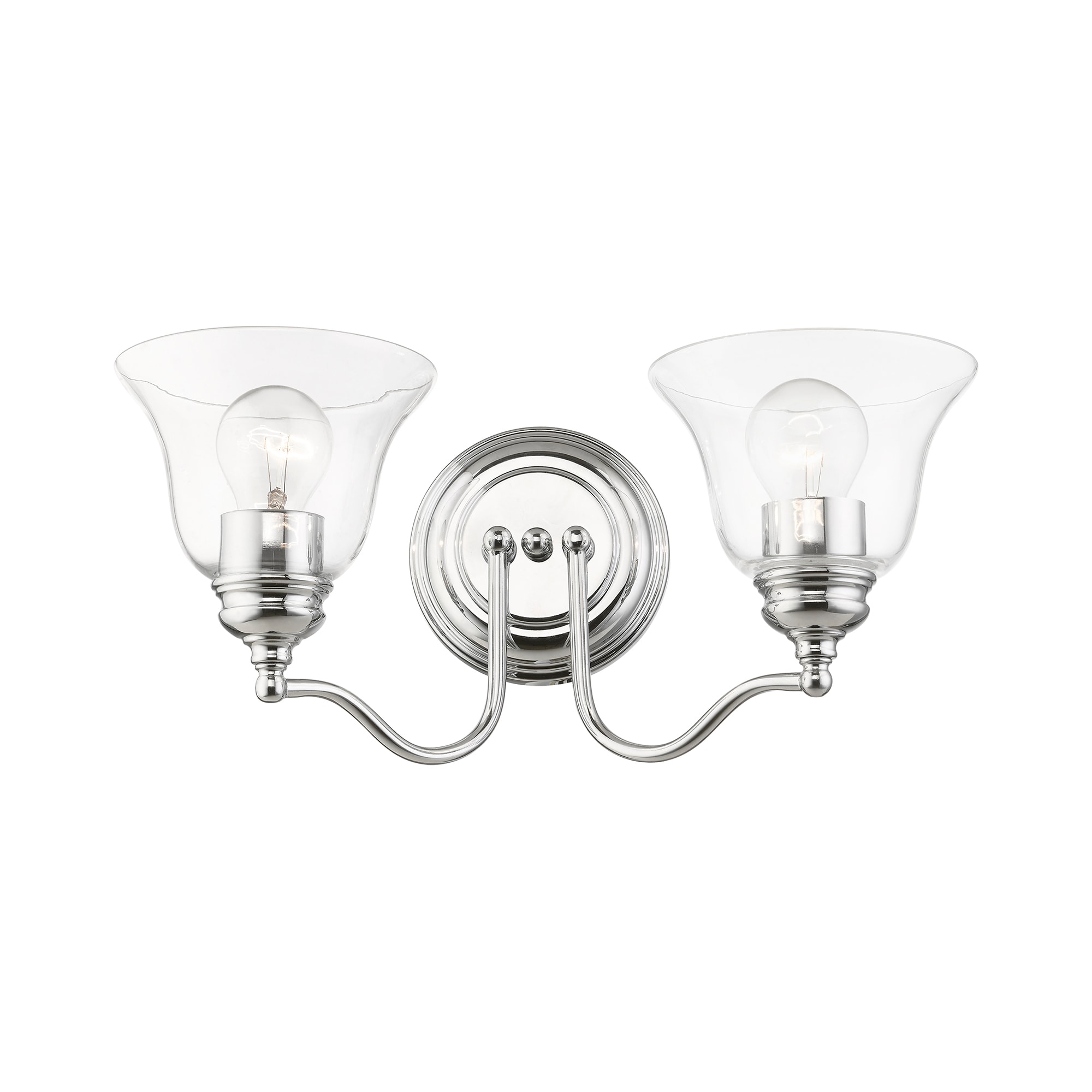 Moreland Polished Chrome Dual Light Vanity with Hand Blown Glass