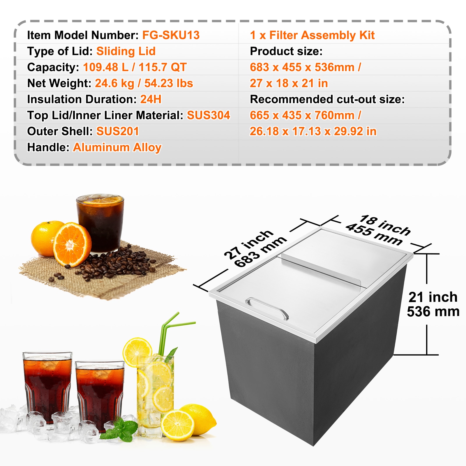 VEVOR JG18X27X210000001V0 Ice-Buckets - View #8