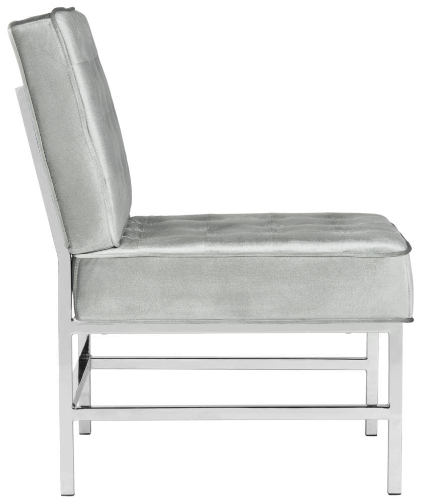 Transitional Gray Velvet Wood Armless Chair 28"W x 30"D x 36"H
