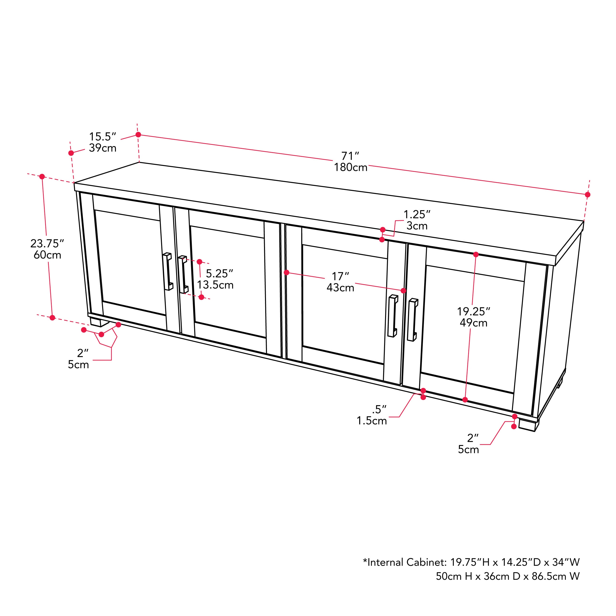 Virlomi Brown 71" Engineered Wood TV Stand with Cabinet