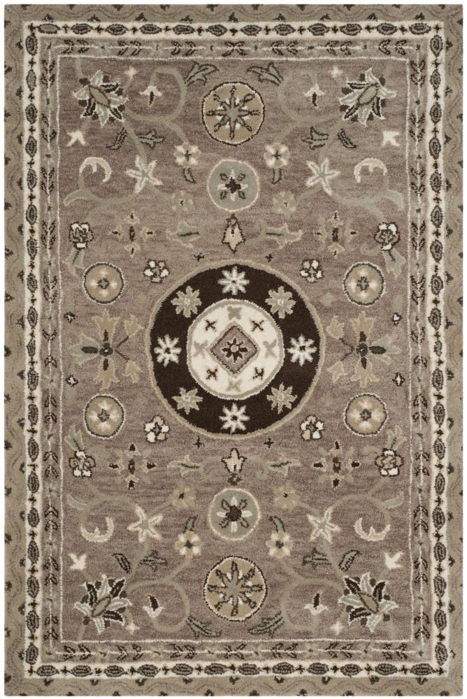 Safavieh BEL674B-4 Bella Anise 4 x 6 (ft) Tufted Wool Taupe/Light Gray Rectangular Indoor Floral/Botanical Vintage Area rug