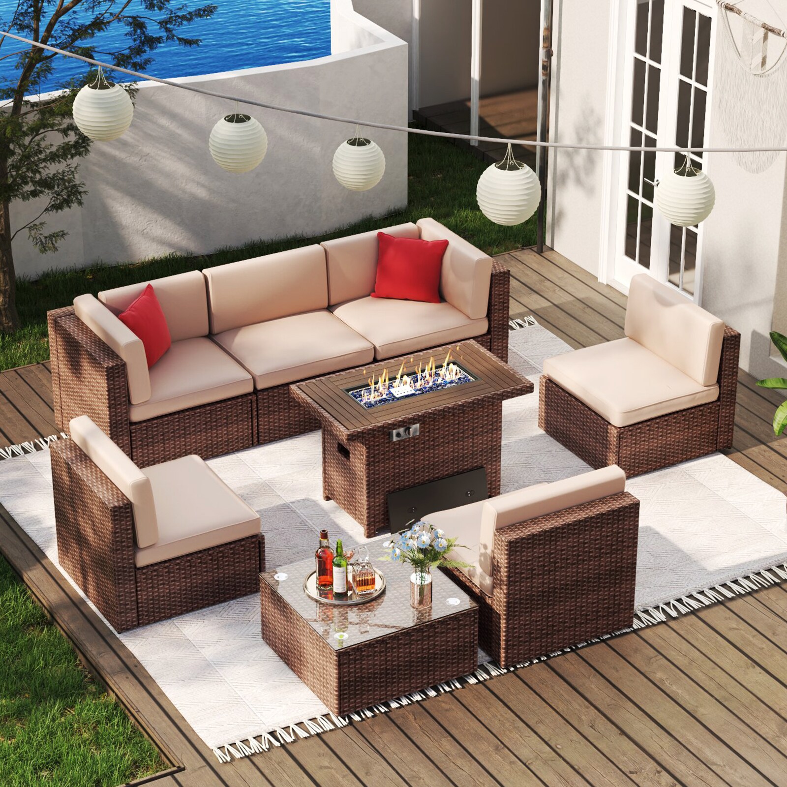 AOXUN G12039BUAB+G25026BR Patio-Conversation-Sets - View #2