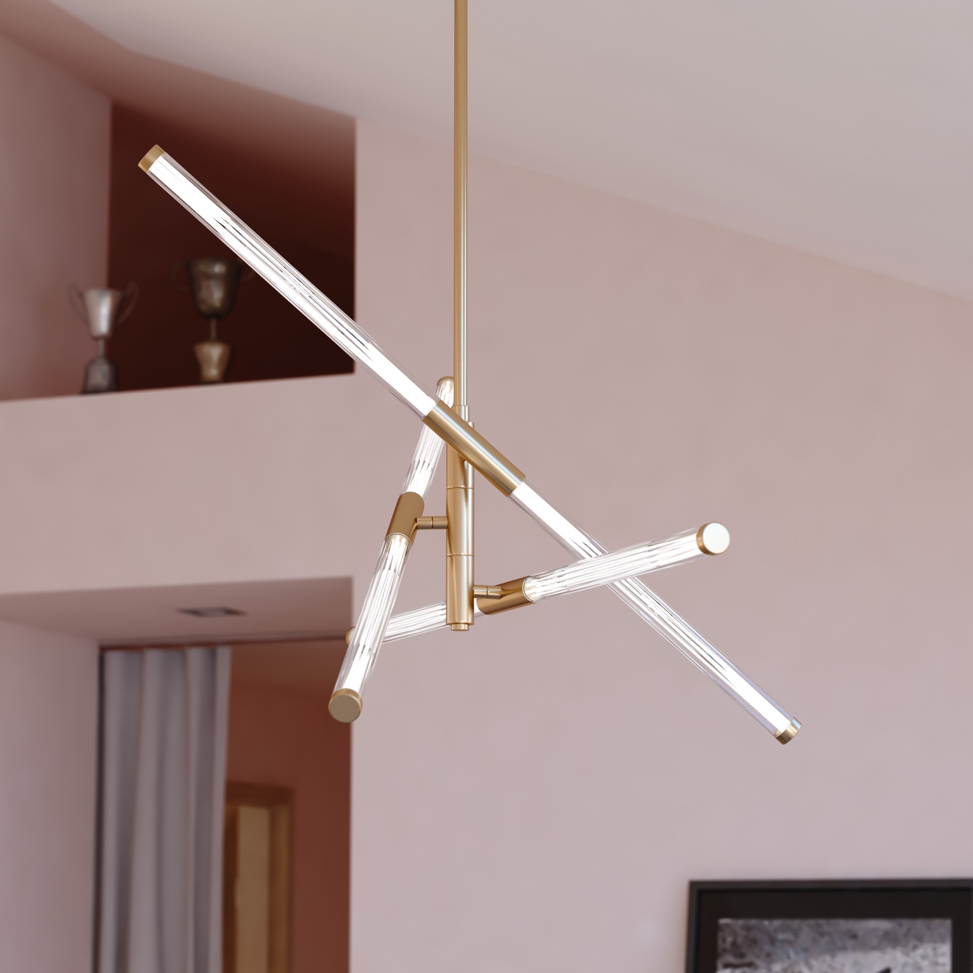 Cascadia P0426 Avalon 3 -Light Muted Brass Modern/contemporary Geometric Integrated LED Large Hanging Pendant light