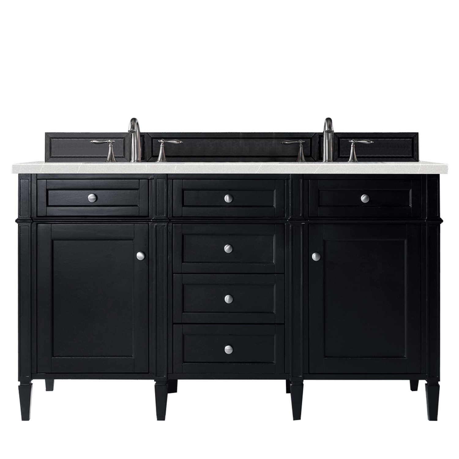 James Martin Vanities 650-V60D-BKO-3ESR Brittany 60-in Black Onyx Undermount Double sink Bathroom Vanity with Eternal Serena Quartz Top