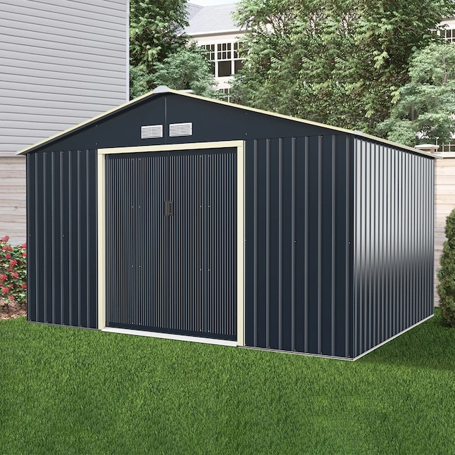 WELLFOR 9-ft x 12-ft-Hz Outdoor Tool Galvanized Steel Storage Shed in ...