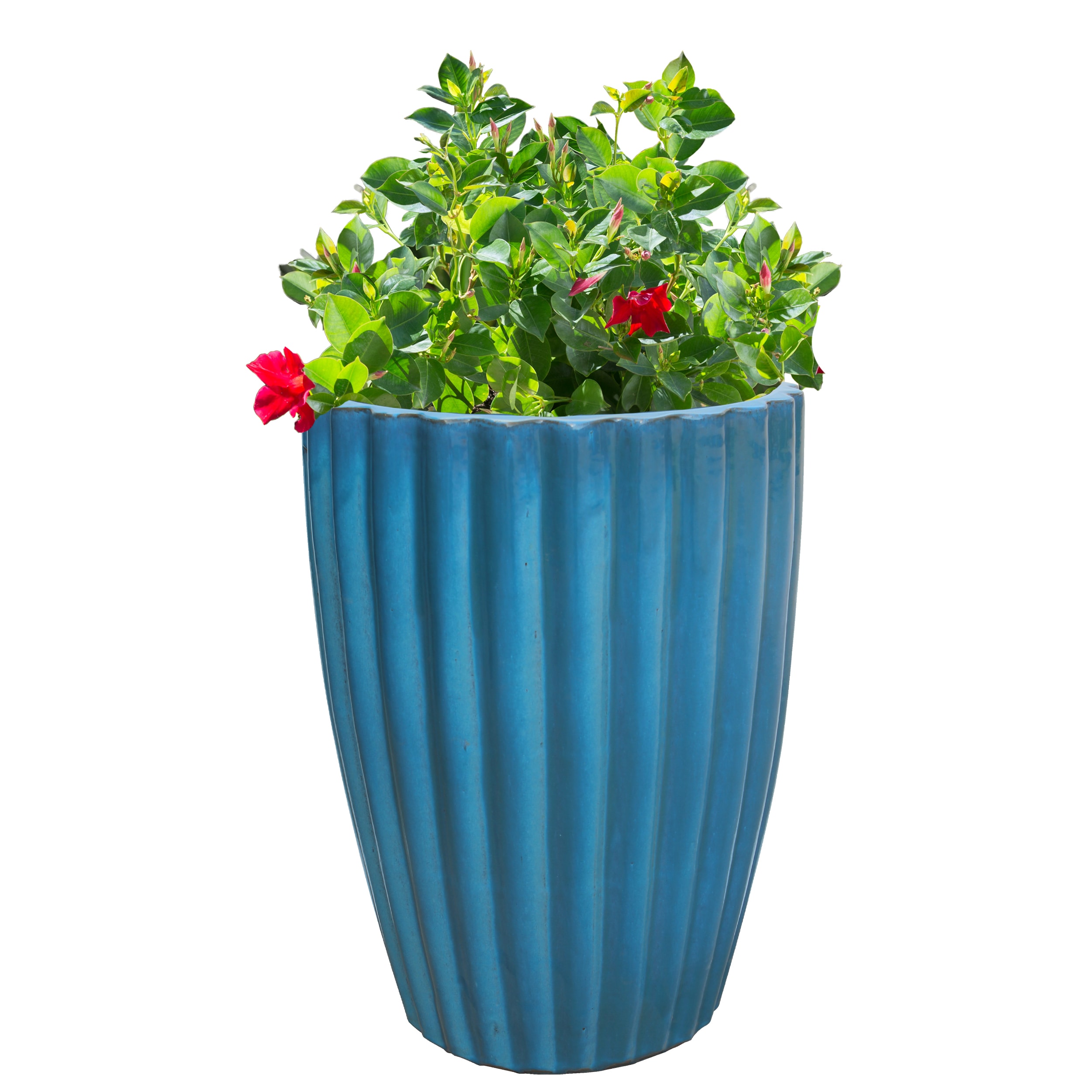 Trendspot Round 14.96-in W X 22.83-in H Blue Ceramic Outdoor Planter In ...