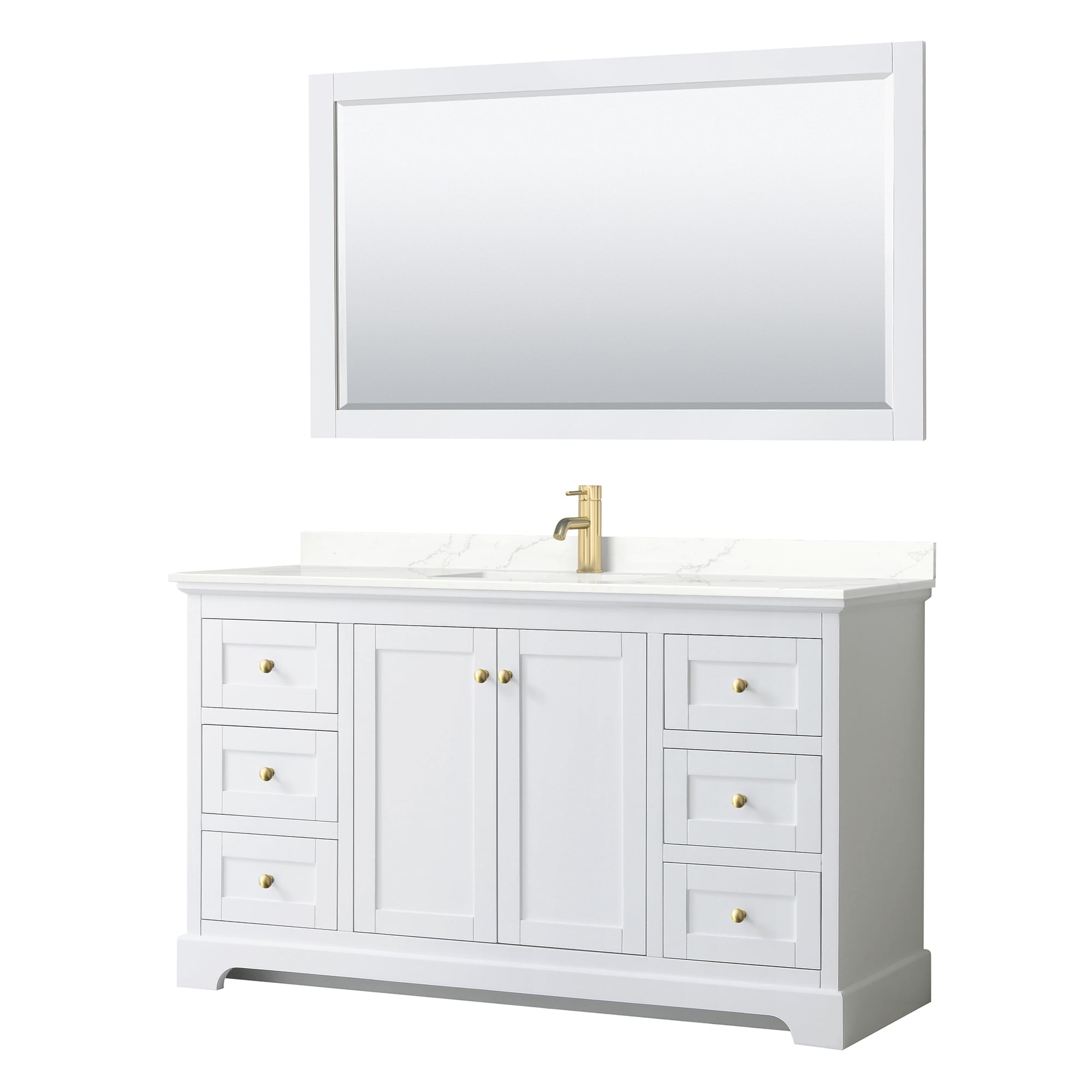 Wyndham Collection WCV232360SWGGTUNSM58 Avery 60-in White Undermount Single Sink Bathroom Vanity with Giotto Quartz Top (Mirror Included)