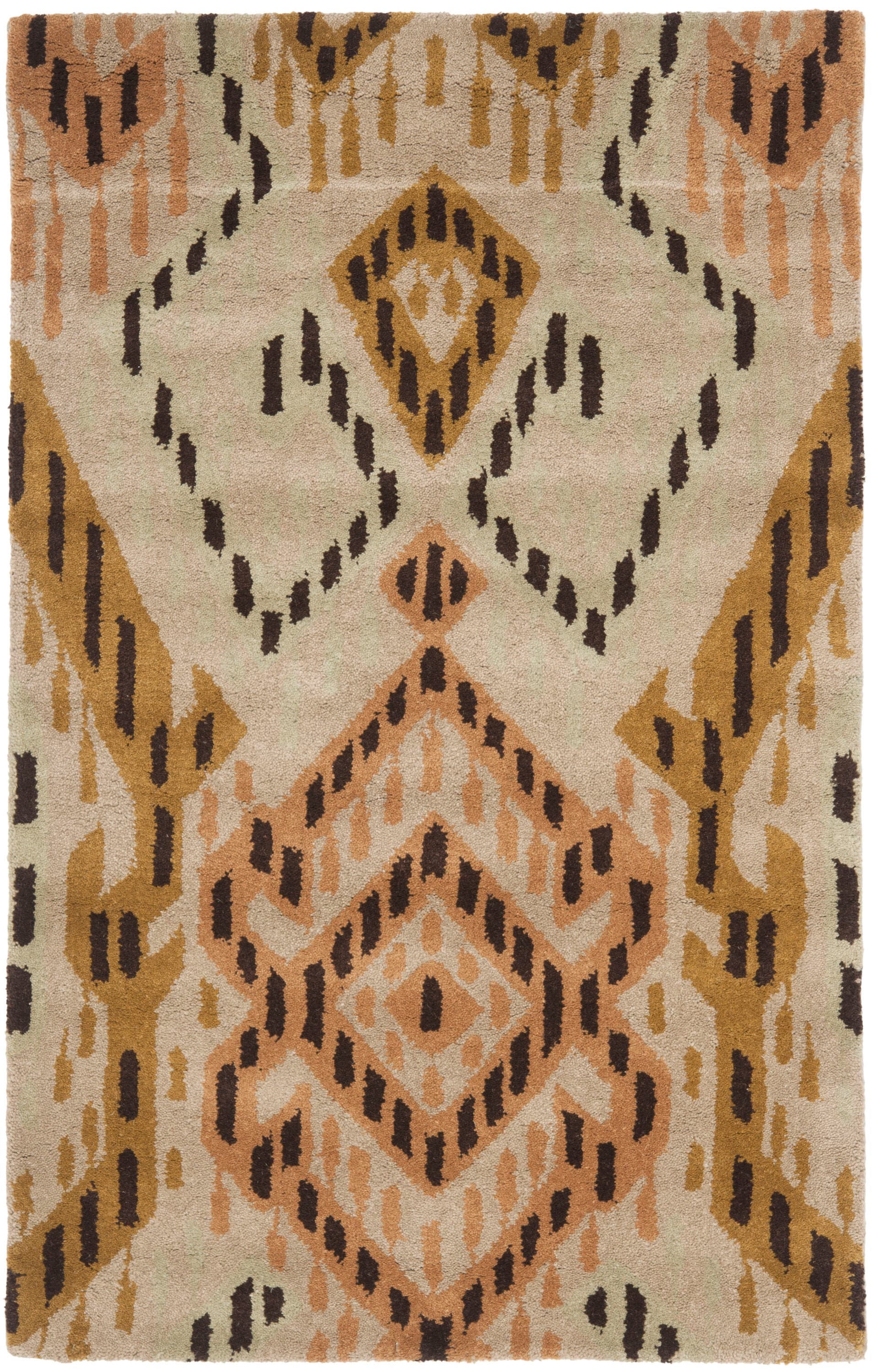 Safavieh WYD373A-24 Wyndham Corby 3 x 4 (ft) Tufted Wool Brown/Ivory Rectangular Indoor Bohemian/Eclectic Throw rug