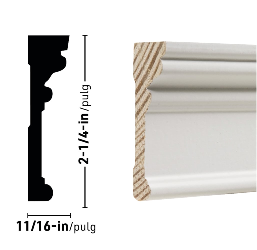 RELIABILT 11/16-in x 2-1/4-in x 8-ft Primed Pine Casing in the