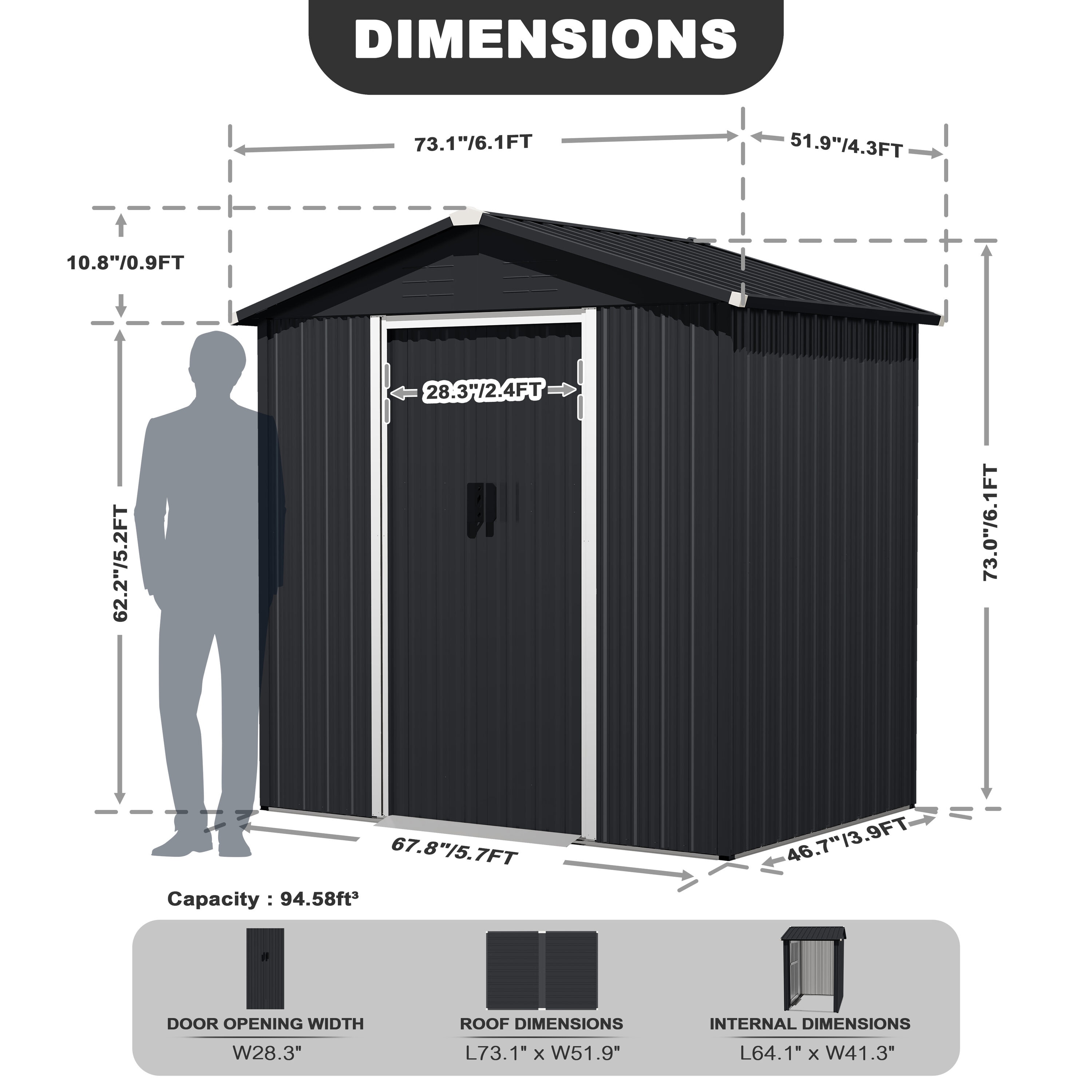 Nuu Garden G002-BK Metal-Storage-Buildings-Sheds - View #4