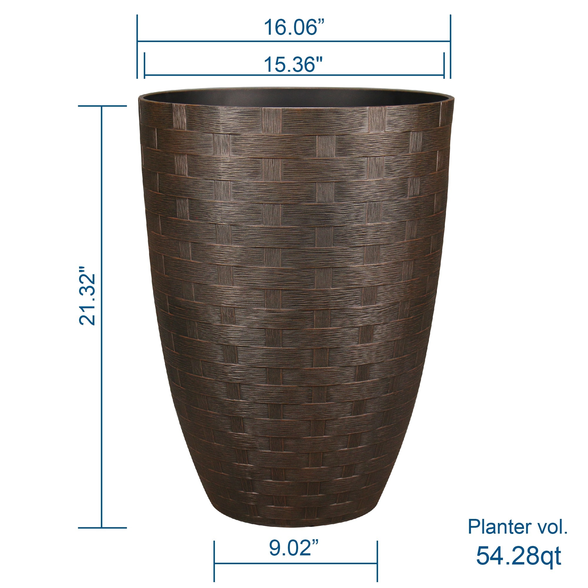 allen + roth 15.36-in W x 21.32-in H Rust Resin Contemporary/Modern  Indoor/Outdoor Planter