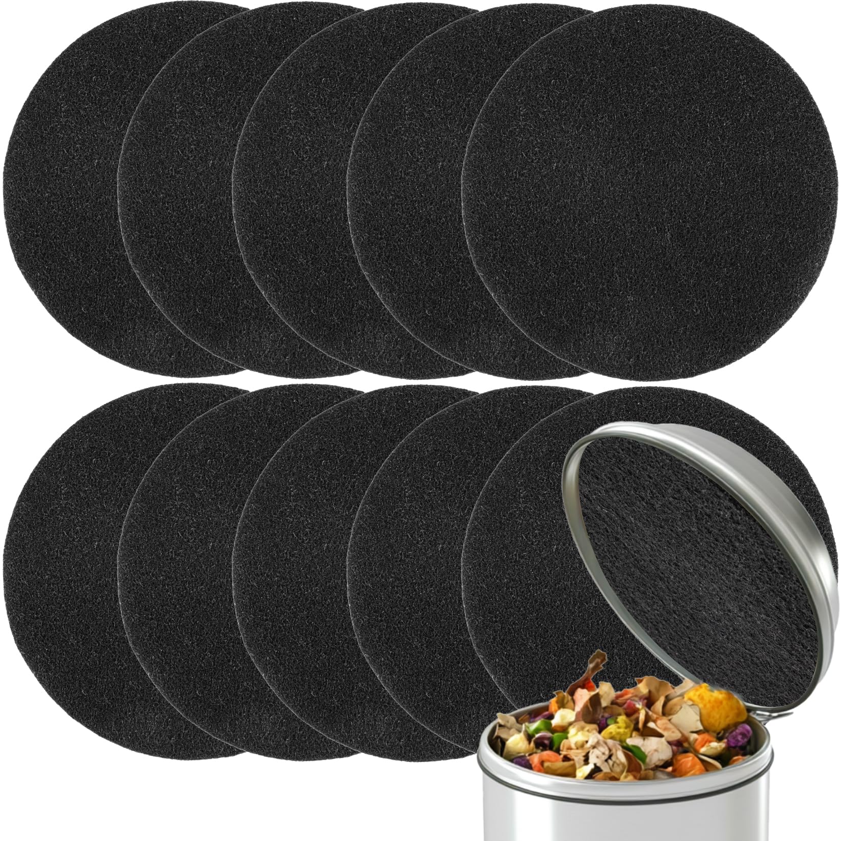 KIWDZFU -  10 Pack Compost Bin Filter Charcoal Odor Absorber Activated Carbon Filter Round Charco...