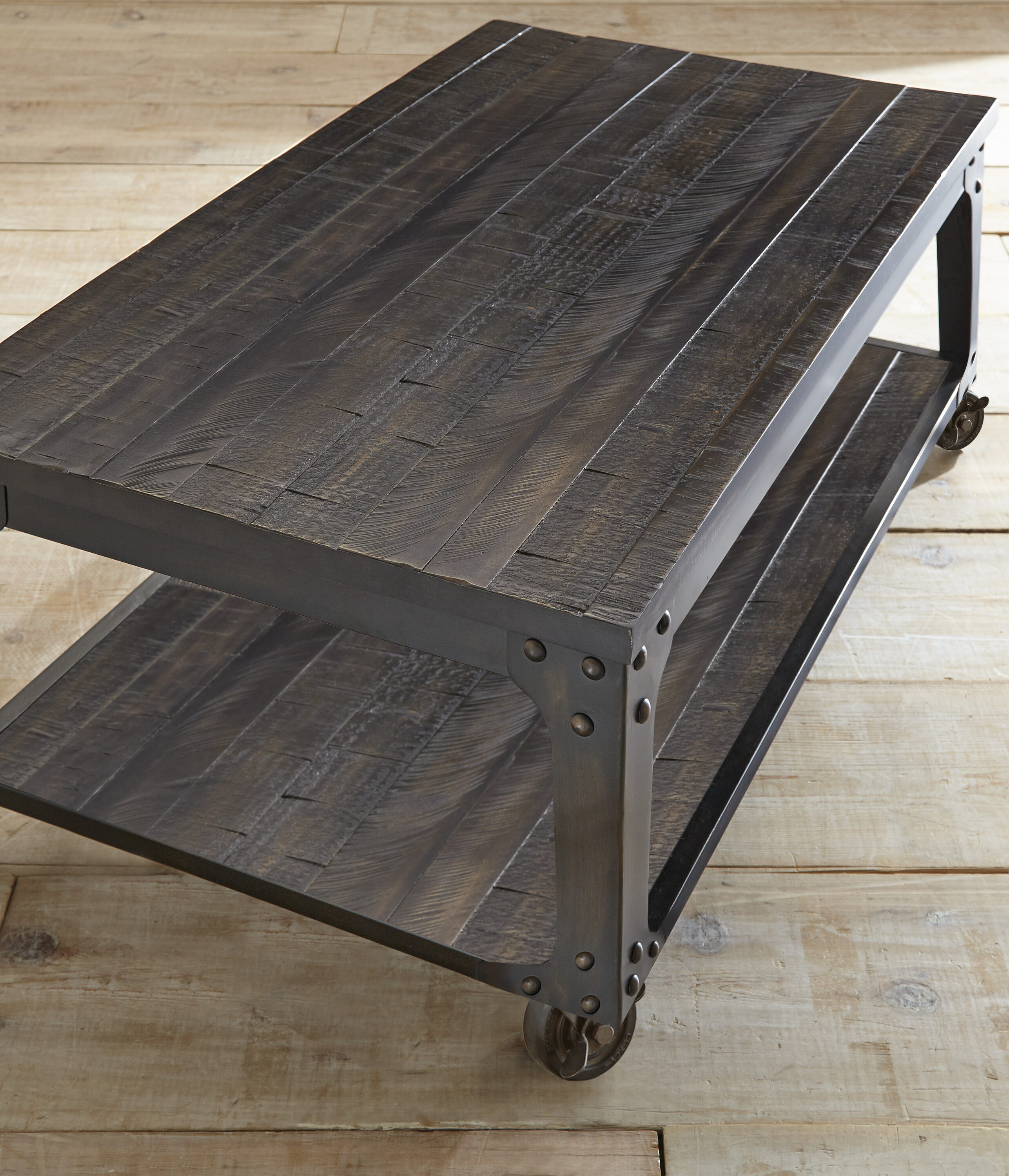 Rustic Tobacco 48" Wood Lift-Top Coffee Table with Storage