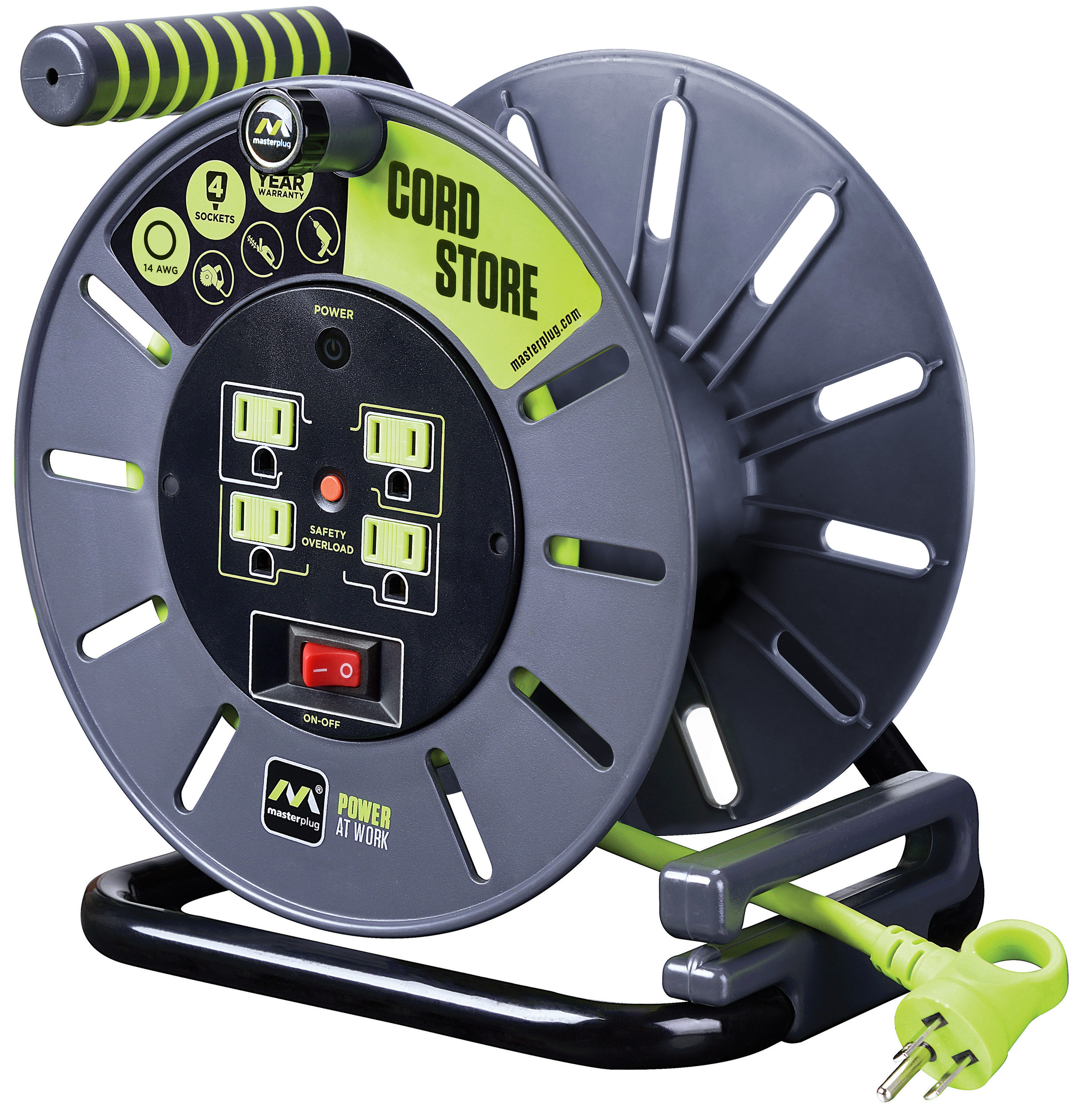 Masterplug 3Ft 4 Sockets 13A 14Awg Medium Open Cable Reel in the ...