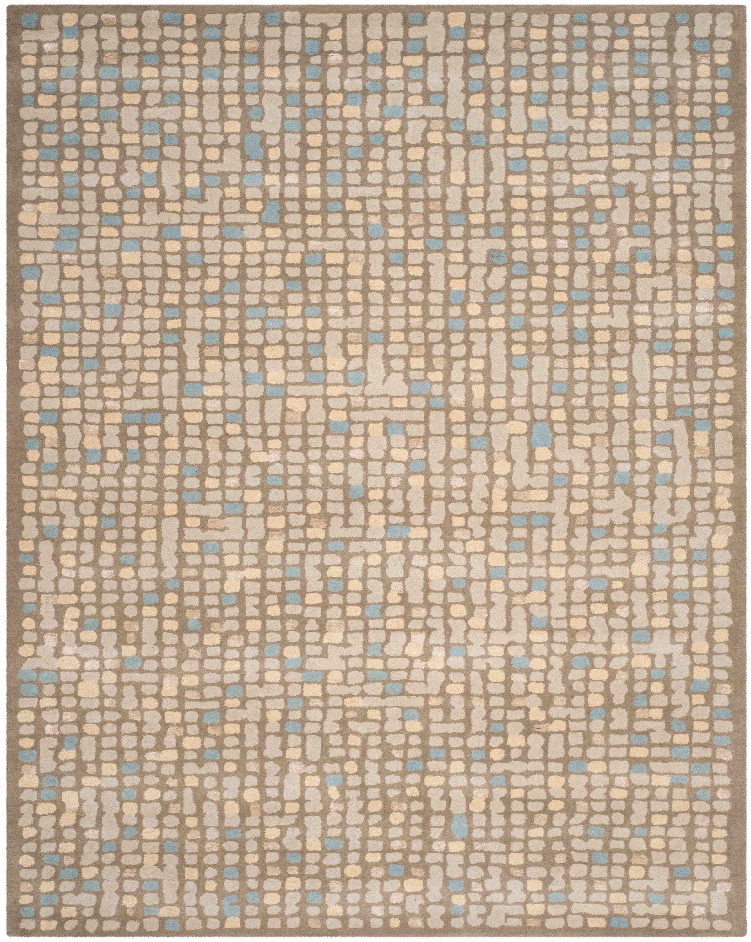 Martha Stewart MSR3623C-8 Mosaic 8 x 10 (ft) Tufted Wool Hickory/Beige Rectangular Indoor Abstract Farmhouse/Cottage Area rug