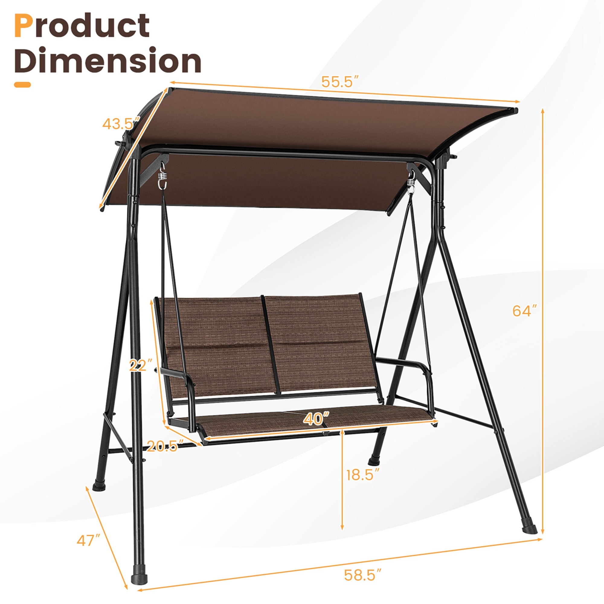 Costway 2-person Brown Iron Outdoor Glider LWS00106 at Lowes.com