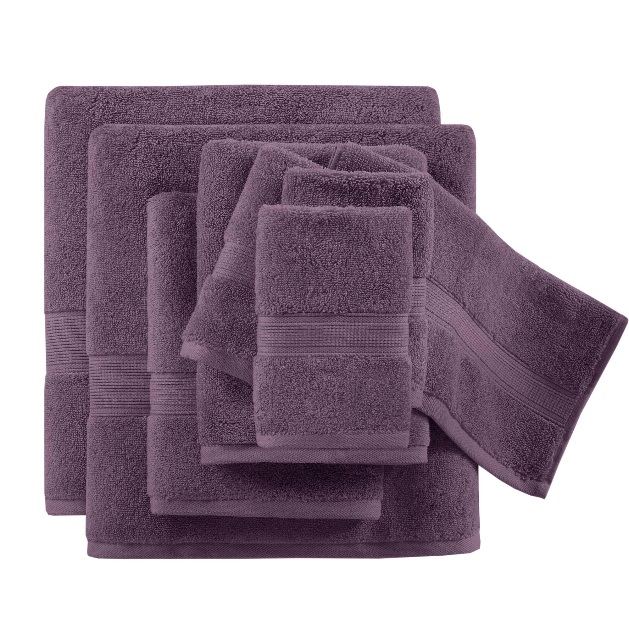 Madison Park Signature MPS73-200 8-Piece Purple Cotton Quick Dry Bath Towel Set (800 GSM)