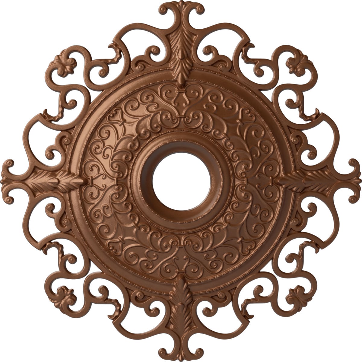 Ekena Millwork CM38OLPOS Orleans 38.375-in W x 38.375-in L Painted Polished Copper Polyurethane Whole Ceiling Medallion