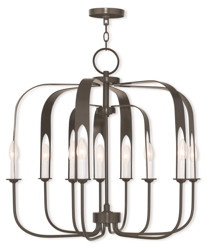 Livex Lighting 51938-92 Addison 9 -Light Matte Bronze Modern/contemporary Cage For Use in Bathrooms, Bedrooms, Dining Rooms, Foyers, Kitchens, Living Rooms Chandelier