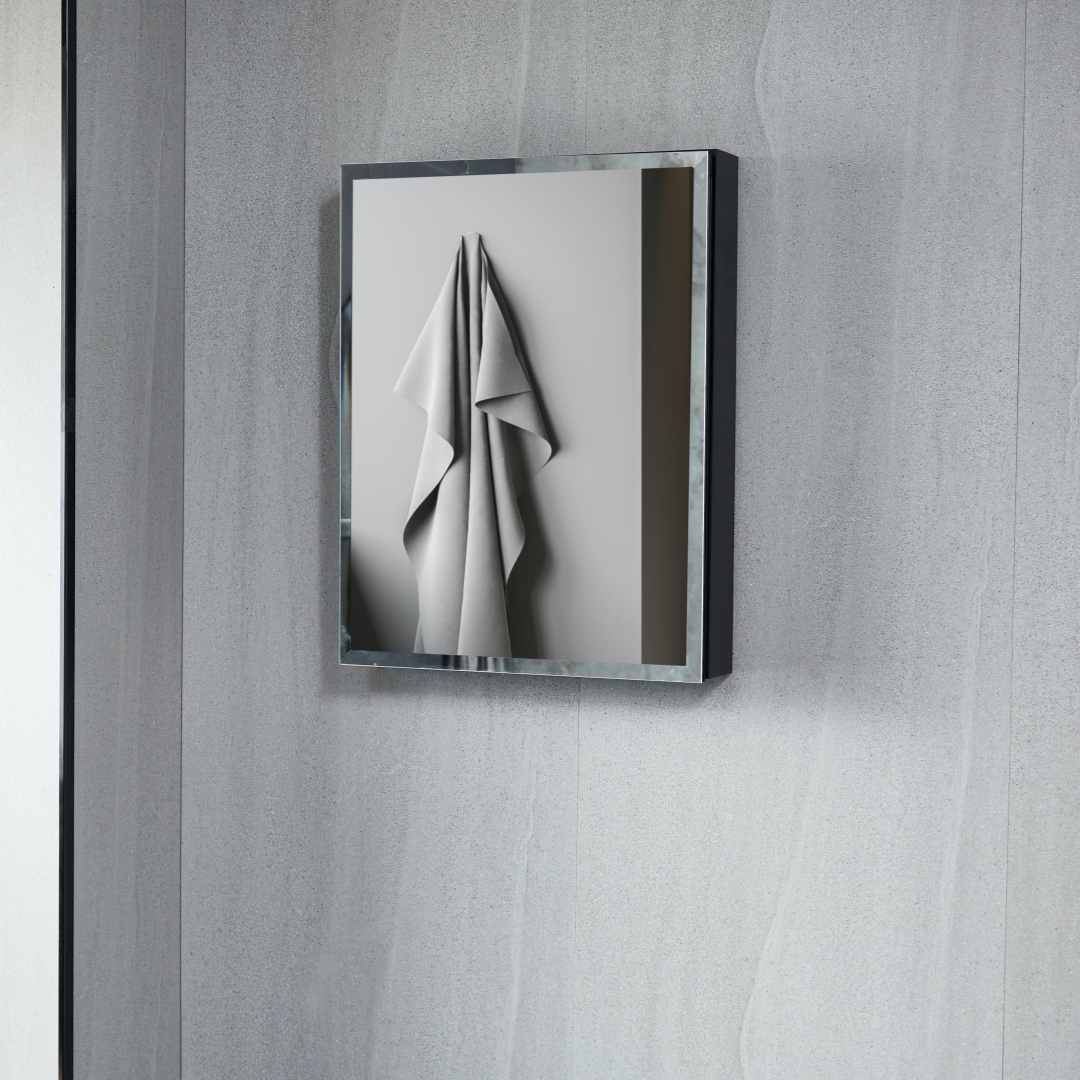 AAZJ JKF-MC1620BL KA 16-Inches x 20-Inches Surface/Recessed Mount Black Mirrored Rectangle Soft Close Medicine Cabinet