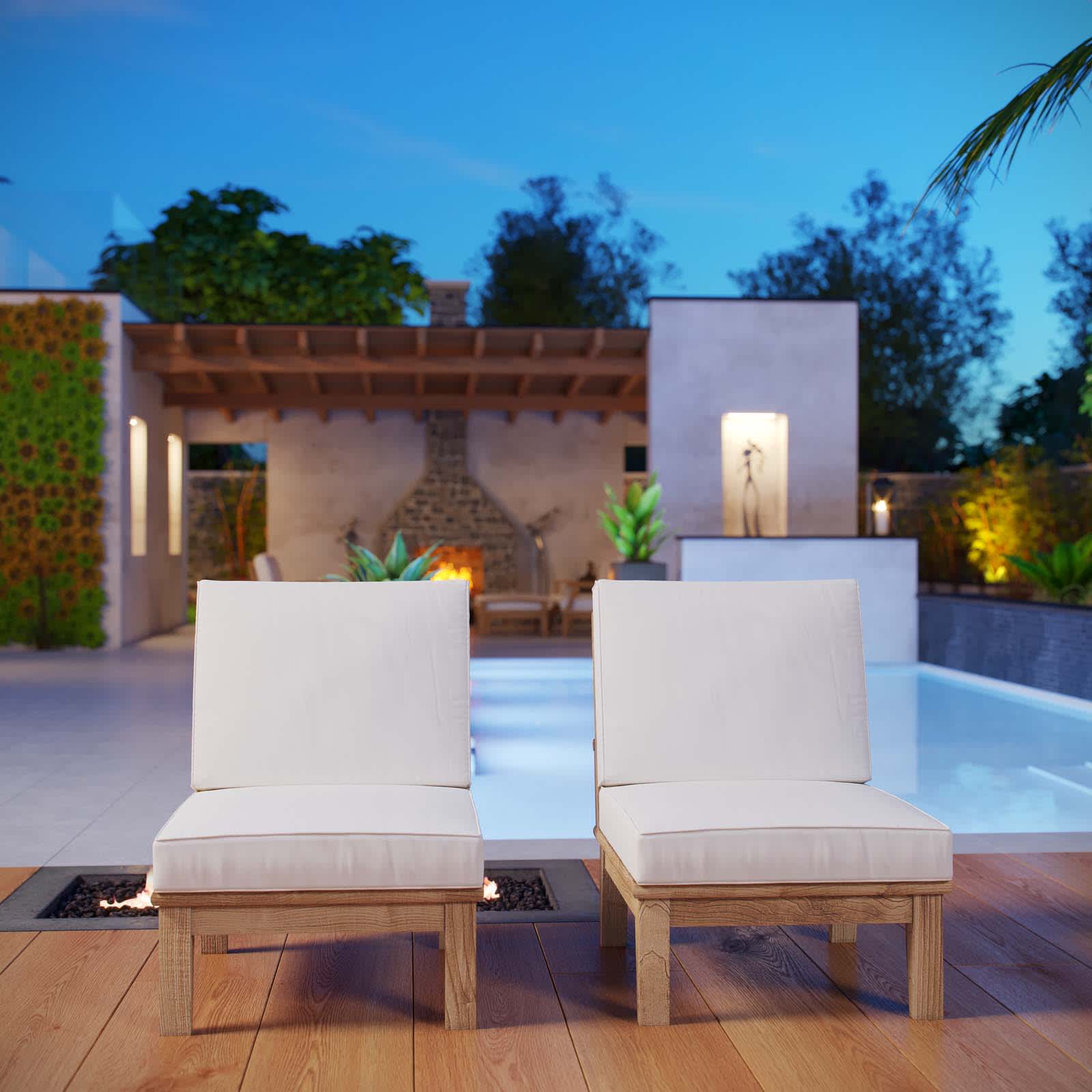 Modway EEI-1821-NAT-WHI-SET Patio-Conversation-Sets - View #2