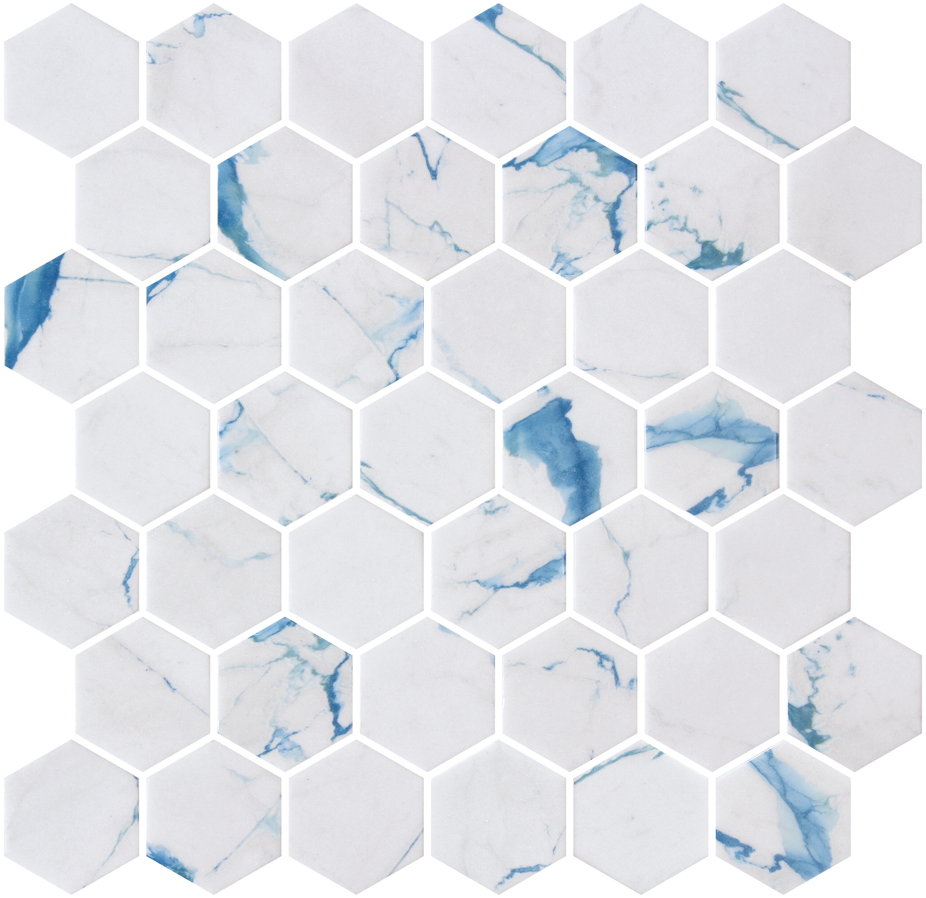 Andova Tiles SAM-ANDSCU549 Sample- Urno 6-in x 6-in Matte Glass Patterned Hexagon Floor and Wall Tile