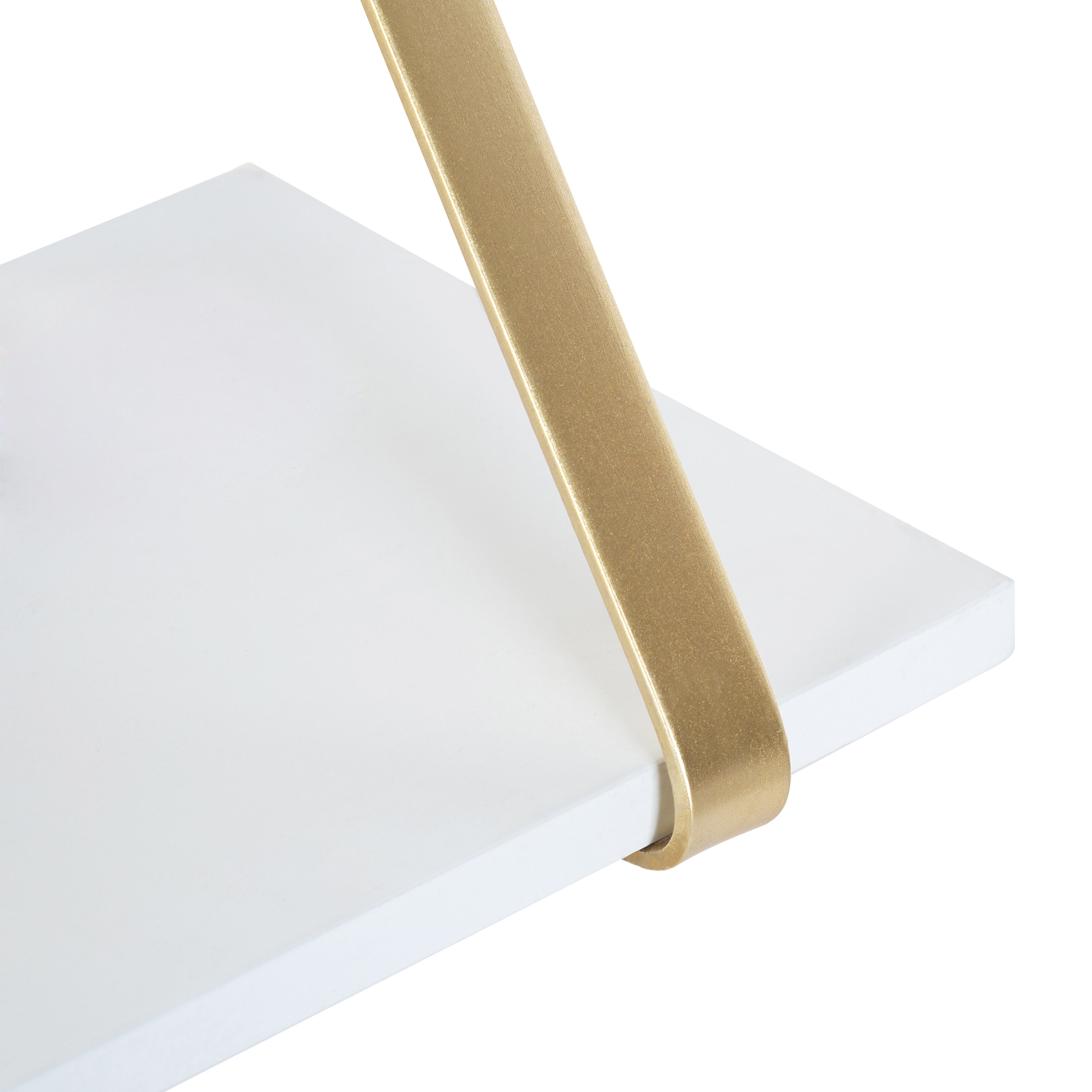 Soloman 21" White and Gold Modern Wooden Wall Shelves - 2 Piece