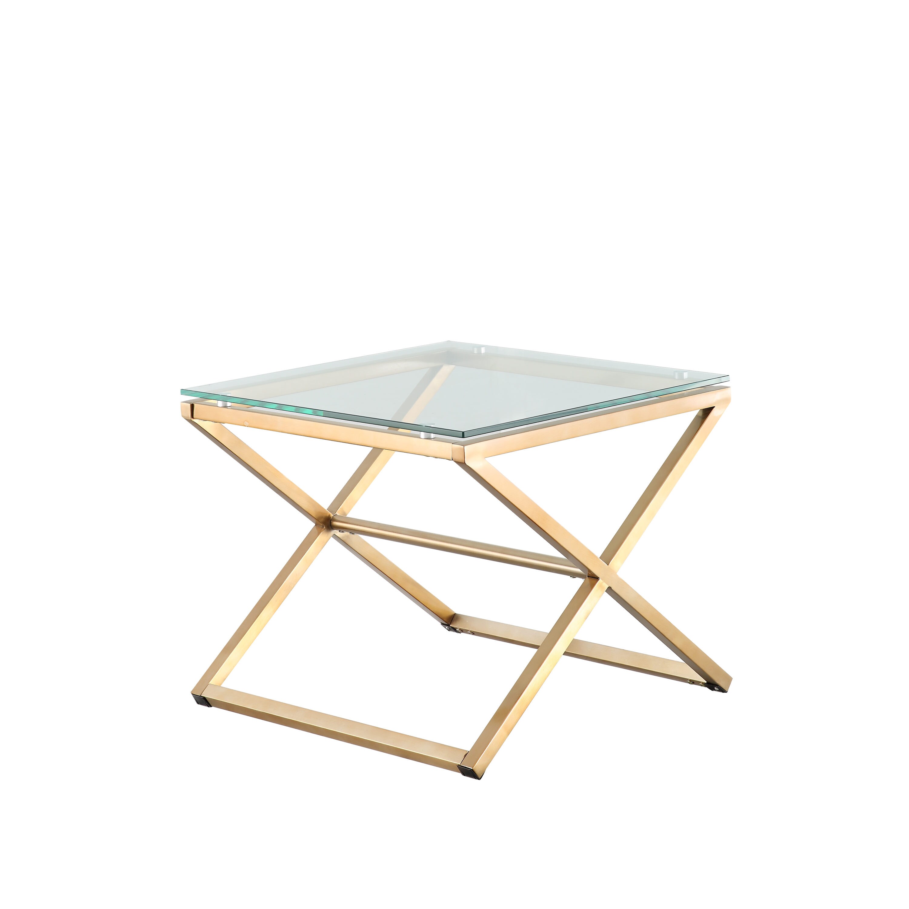 CASAINC WF-ET-946-GL End table 23.62-in W x 19.68-in H Gold Glass Round Modern End Table Assembly Required
