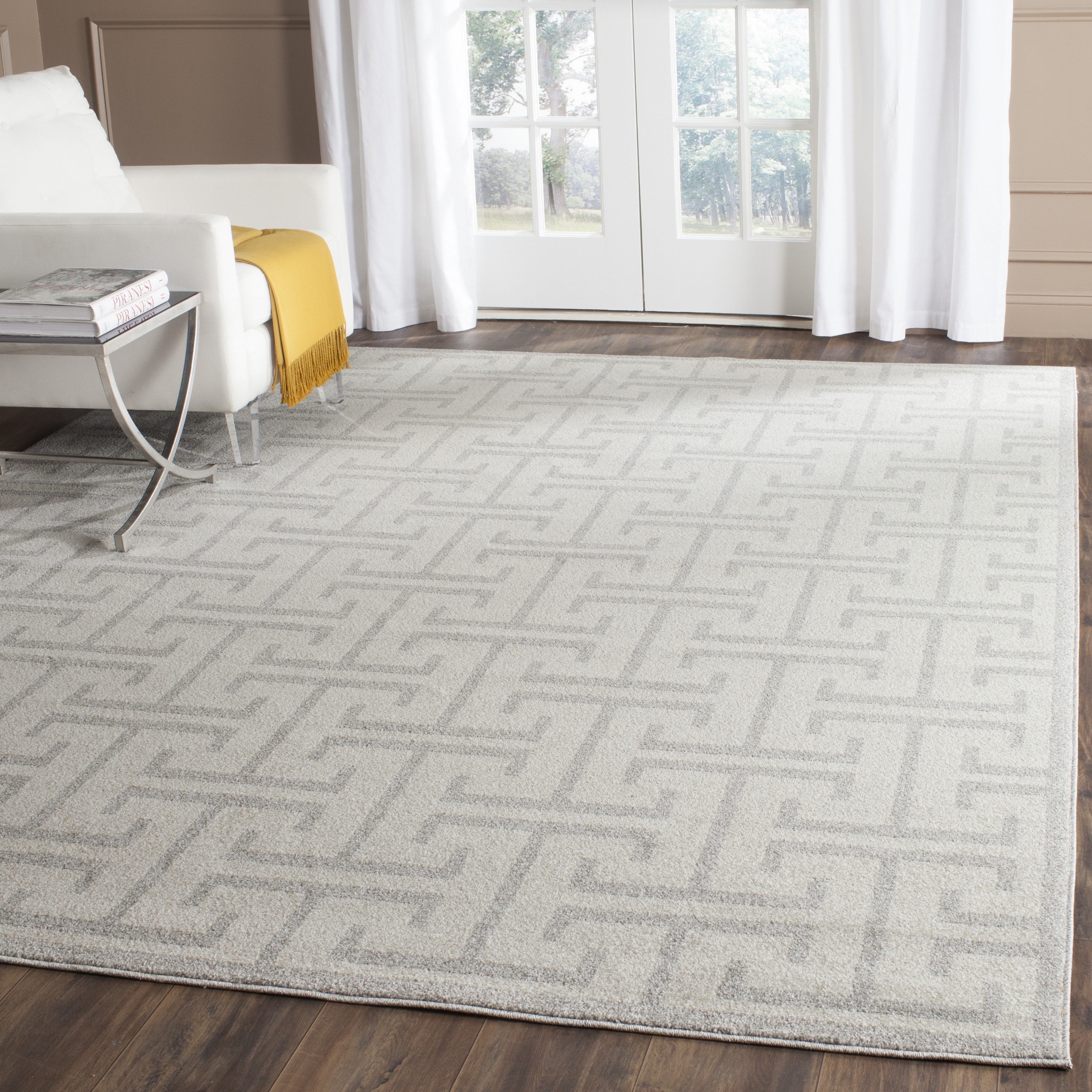 Safavieh AMT404K-8 Amherst Jenette 8 x 10 (ft) Loomed Synthetic Ivory/Light Gray Rectangular Indoor/Outdoor Abstract Farmhouse/Cottage Area rug