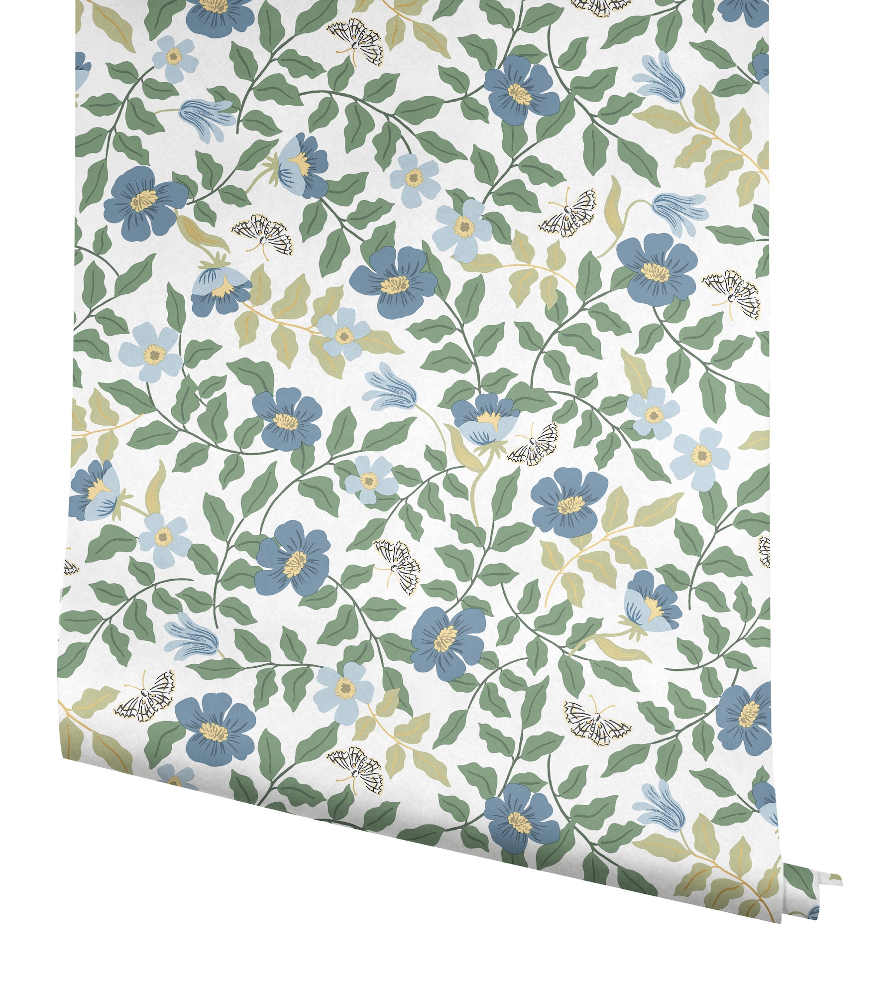 York Wallcoverings PSW1316RL 34.2-Sq. Feet Blue White Non-woven Floral Self-adhesive Peel and Stick Wallpaper