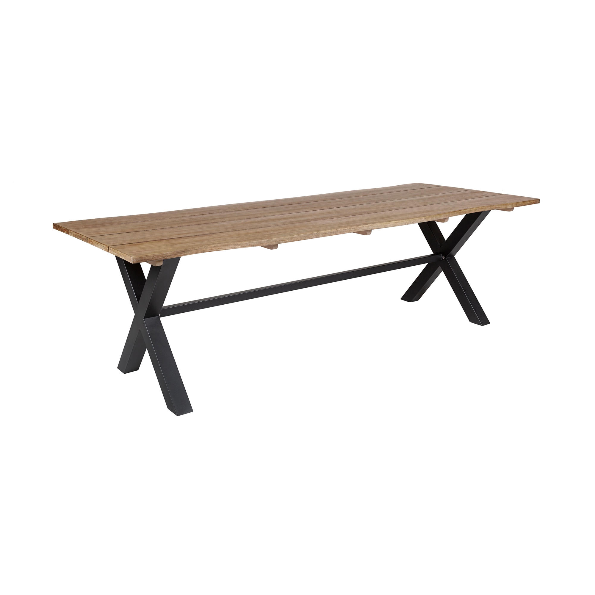 Armen Living LCGLDIEUC Brown Patio Dining Set Wood Rectangle Table with 1 Brown Cushions Stationary Chairs