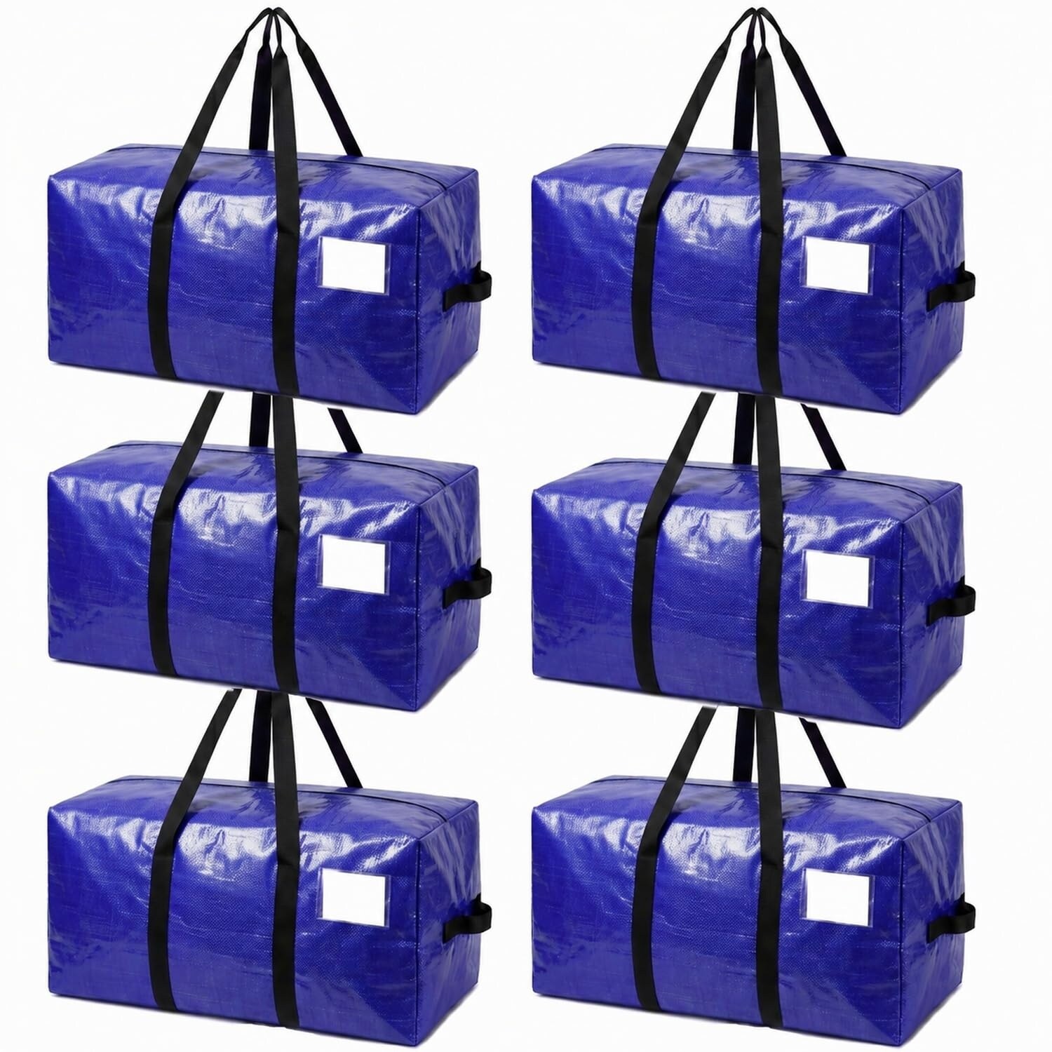 Aoibox  6 Pack Moving Bags Heavy Duty Extra Large 24 Gallon Each 27 in L x 14 in W x 15 in H Foldable Storage Totes Blue