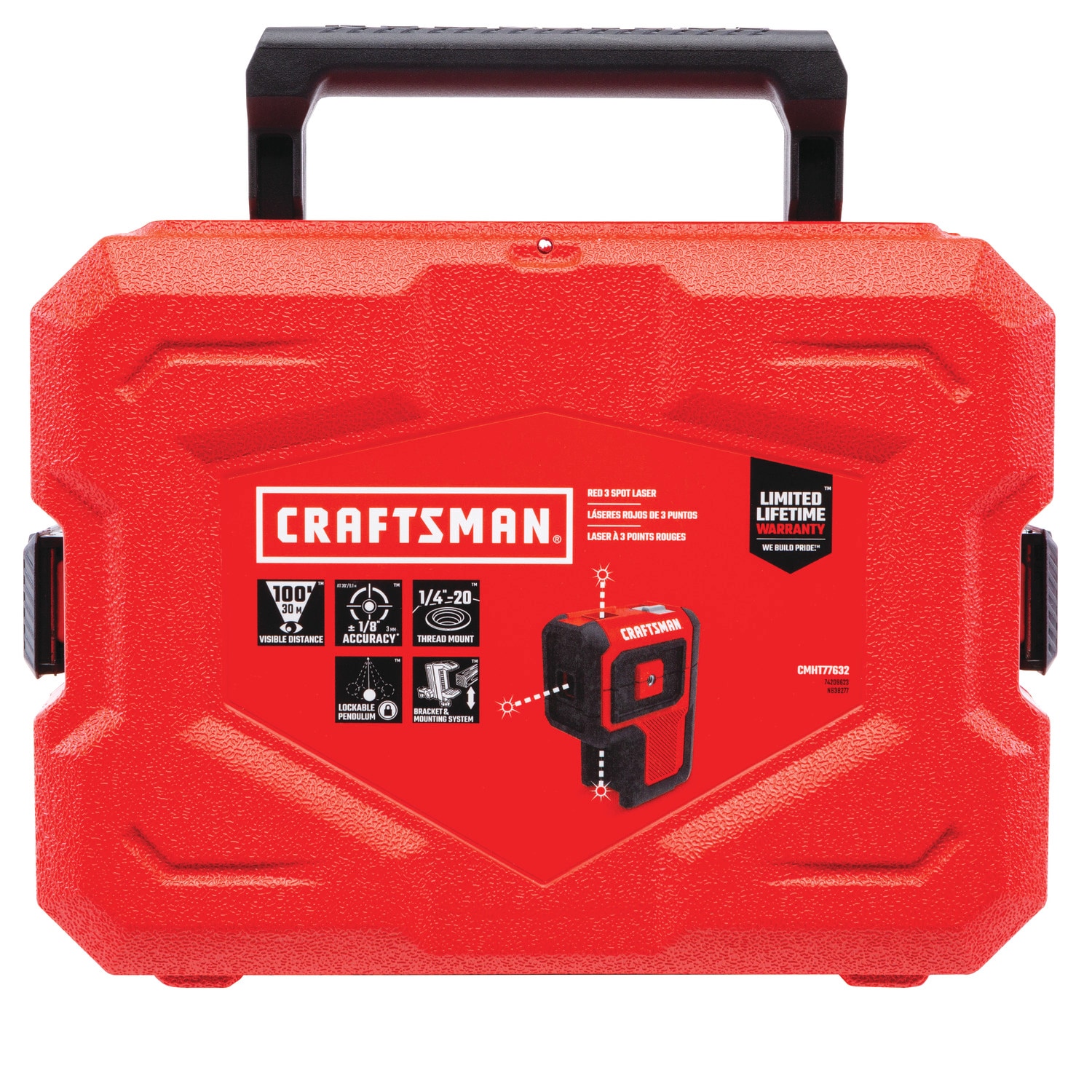 CRAFTSMAN Red 100-ft Self-Leveling Outdoor 3 Spot Beam Line Generator ...