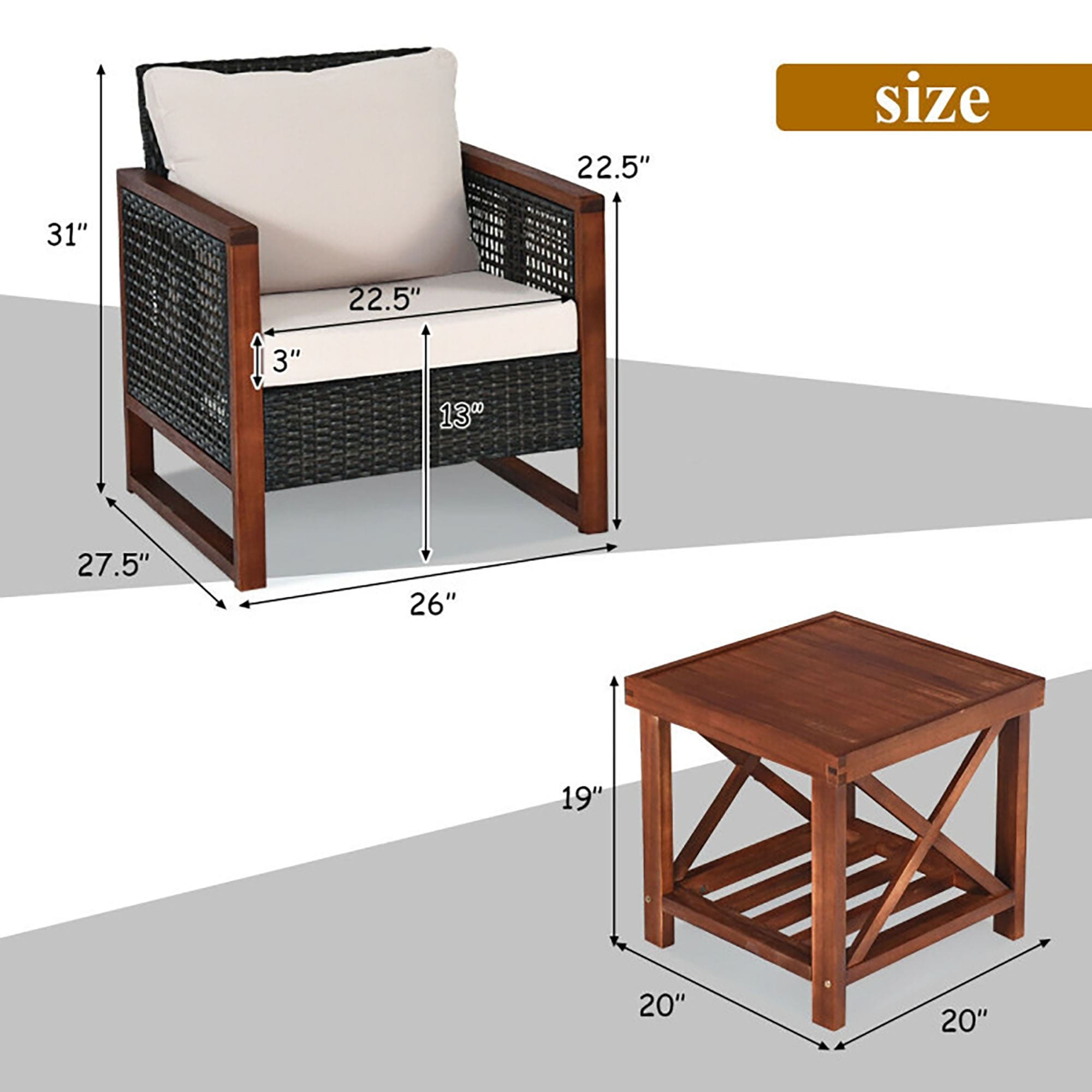 CASAINC CEW-HZ001-BR Patio-Conversation-Sets - View #4