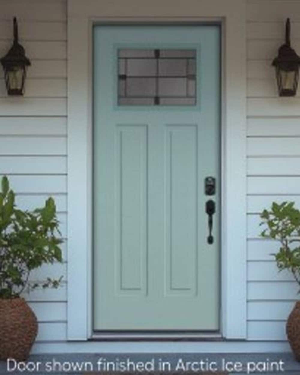 RELIABILT 10172527 Entry Door 36-in x 80-in x 4-9/16-in Steel Craftsman Right-hand inswing Artic Ice Painted Prehung Front Door with Brickmould Insulating core