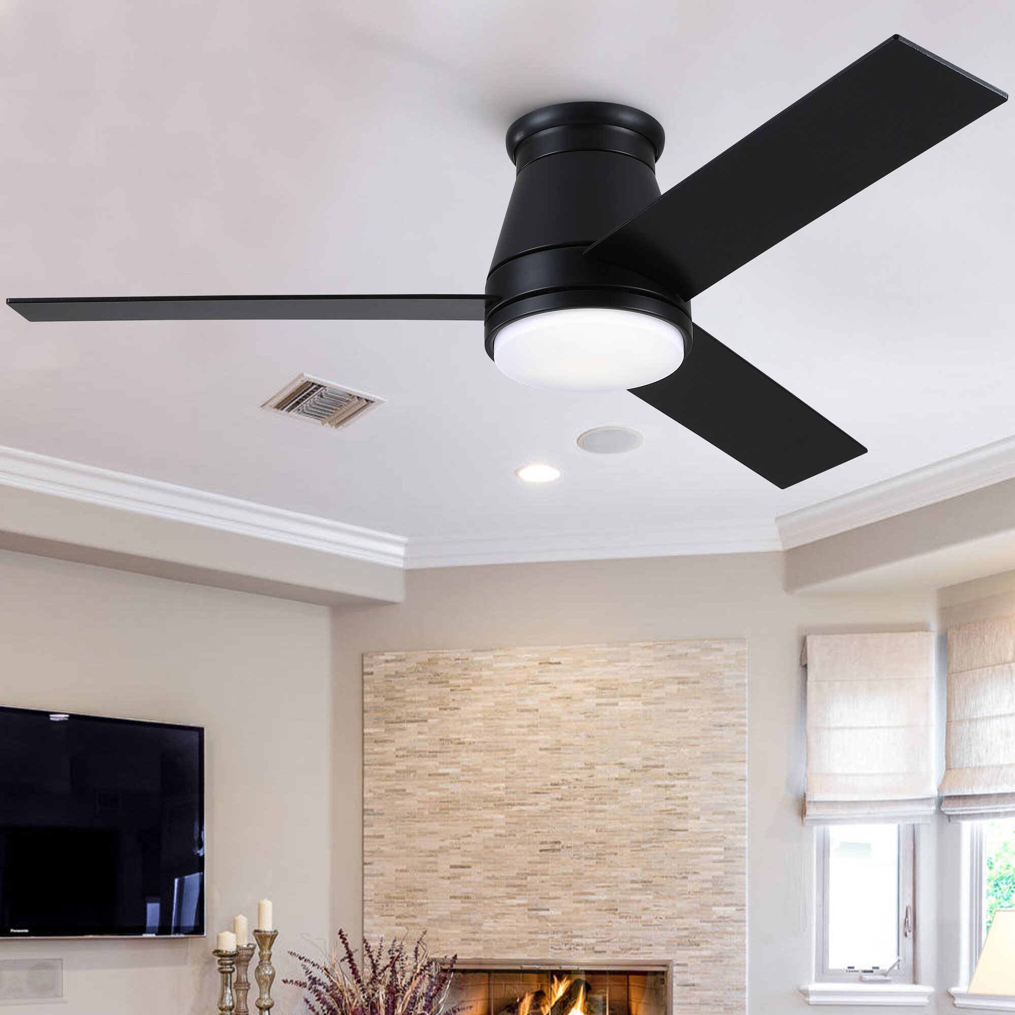 LOVMOR SF-Y-W1367P183803 48 inches Black Lowe Profile Ceiling Fan with Light