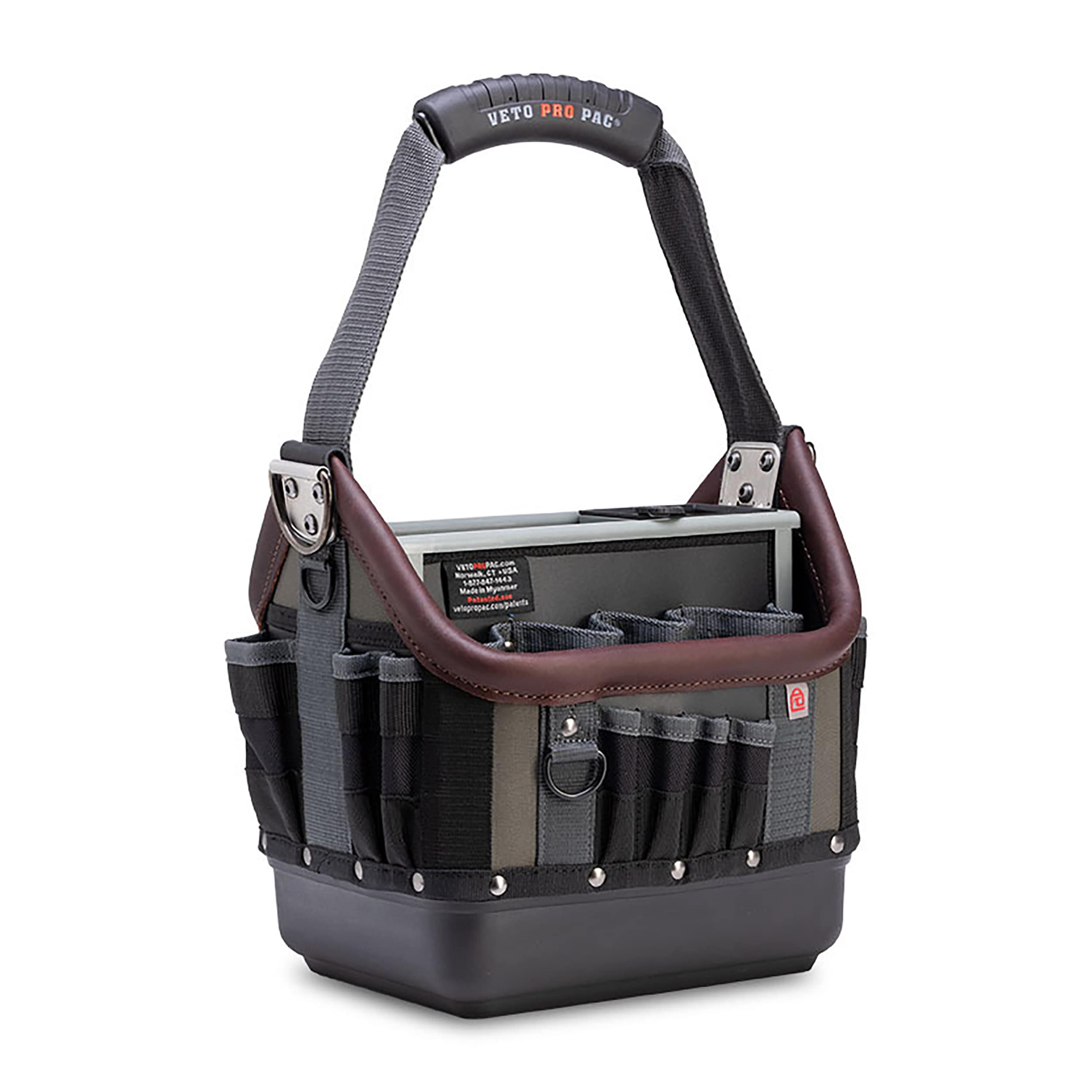 Compact Black and Gray Nylon Tool Tote with Multiple Pockets