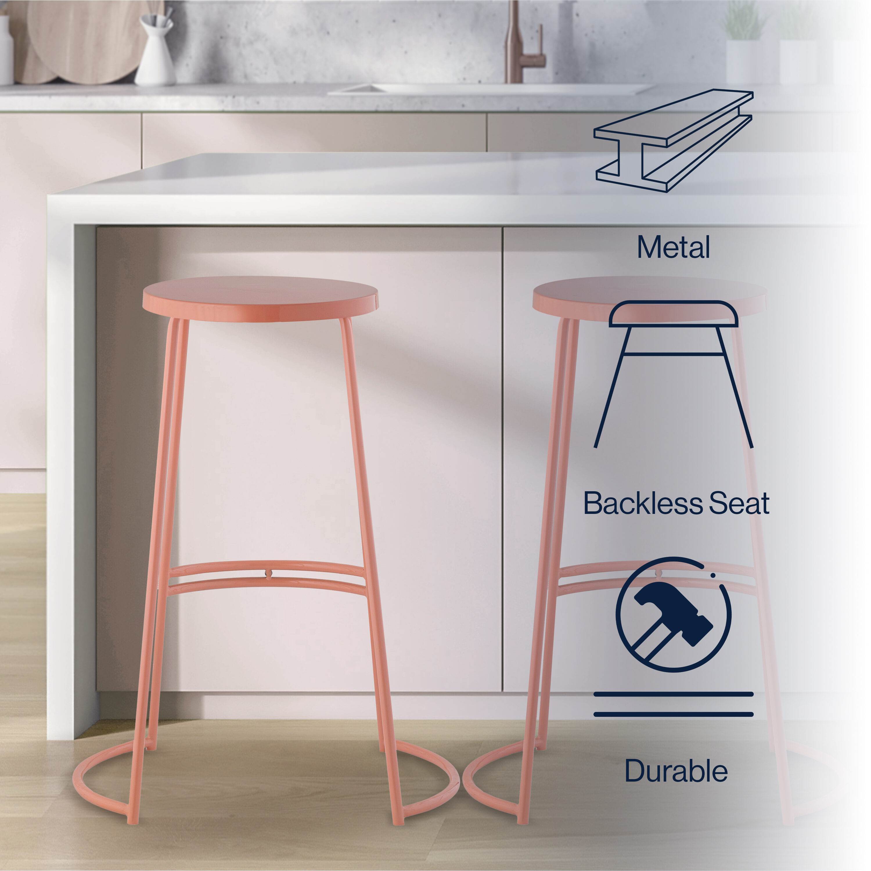 Pink and grey bar stools top