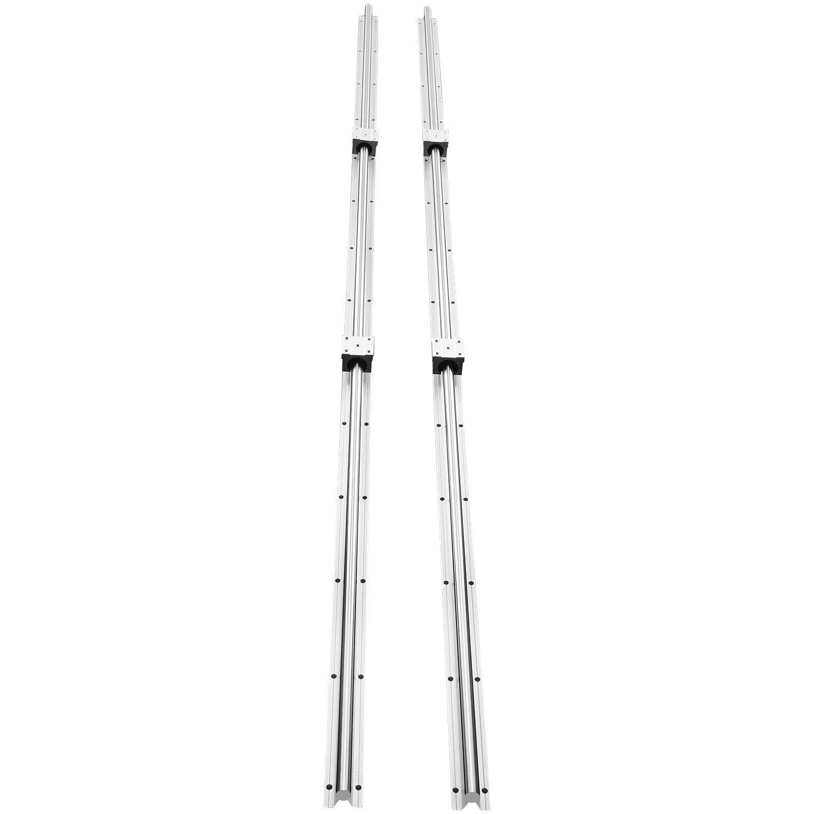 Mecale SBR20 2200 mm Linear Motion Set 2 Supported Rails and 4 SBR20UU Blocks for DIY CNC Silver