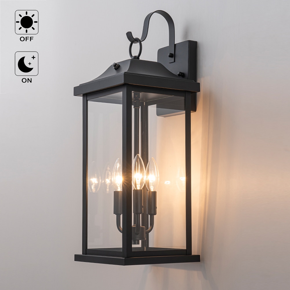 C Cattleya 3 -Light 22.25-in H Matte Black Hardwired Dusk to Dawn Outdoor Wall Light