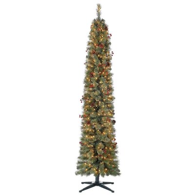 200cm/2m/6.5ft Black Premier Pencil Pine Slim Christmas Tree