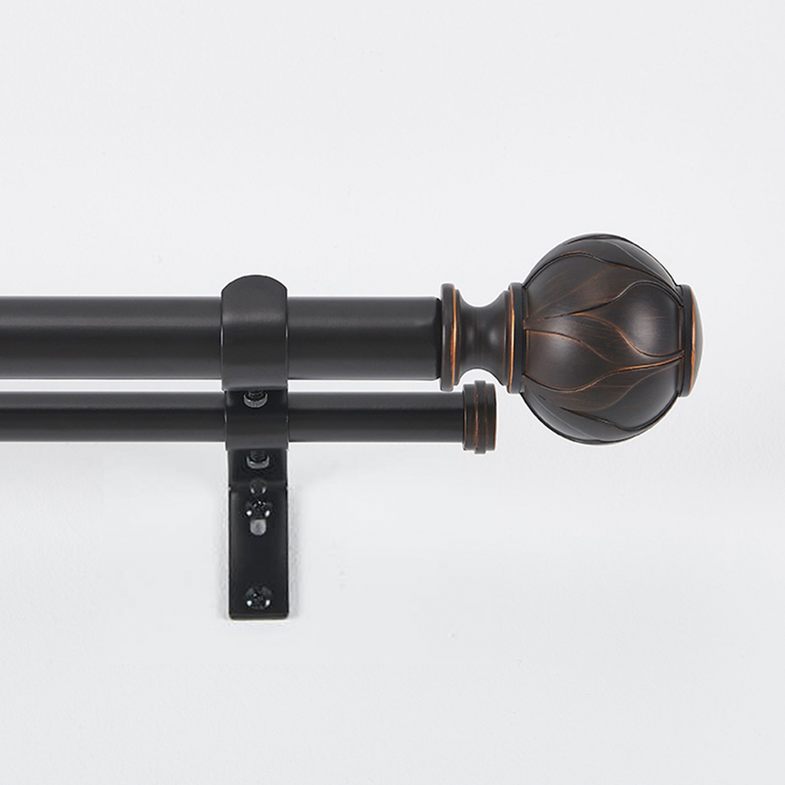 KAWOTI Double Rod 72-in to 144-in Oil Rubbed Bronze Steel Double ...