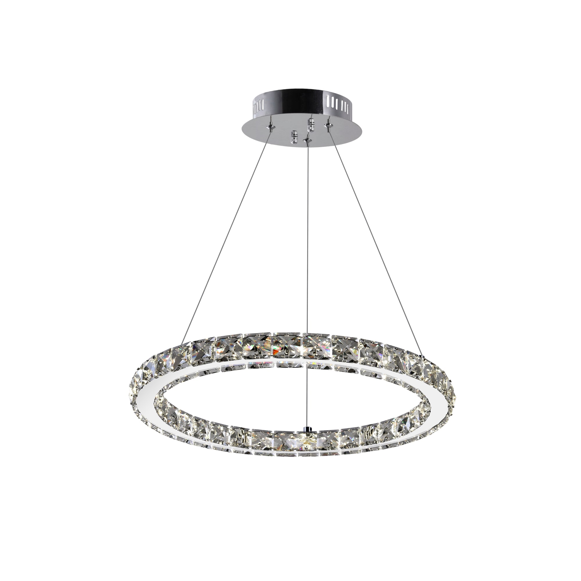 CWI Lighting 5080P16ST-R Ring Chrome Traditional Integrated LED Crystal For Use in Bathrooms, Bedrooms, Dining Rooms, Foyers, Kitchens, Living Rooms Chandelier
