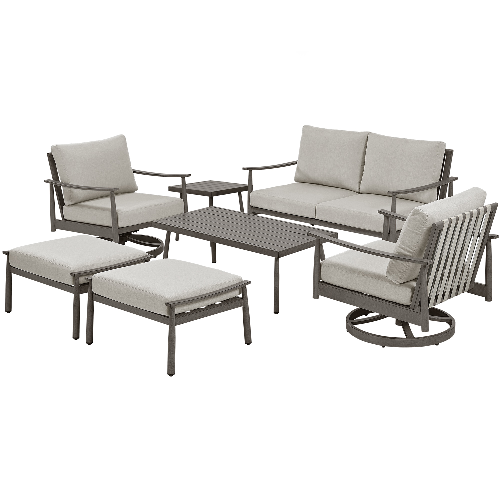  EL-SF7-GG-B4-WL3 7 -Piece Patio Conversation Set with Gray Cushions